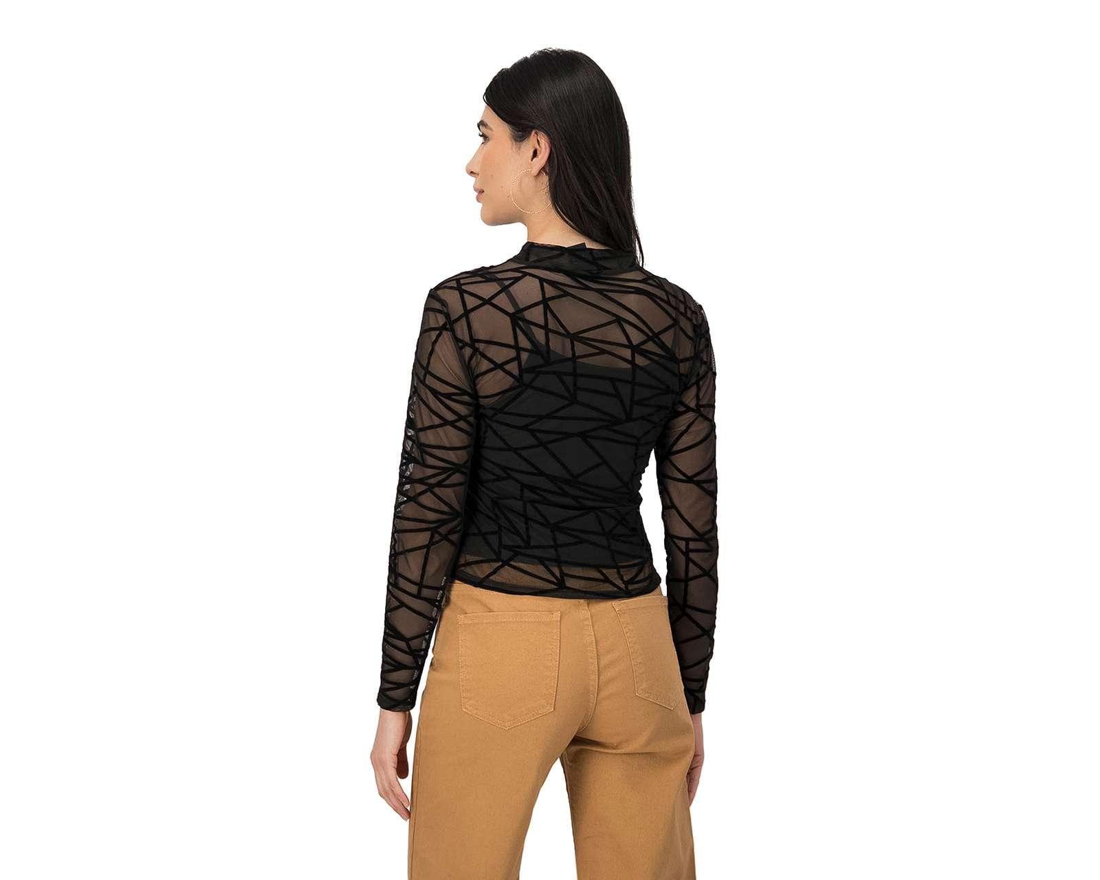 Foto 4 pulgar | Foto 3 | Blusa Jennifer Lopez Manga Larga Cuello Mock