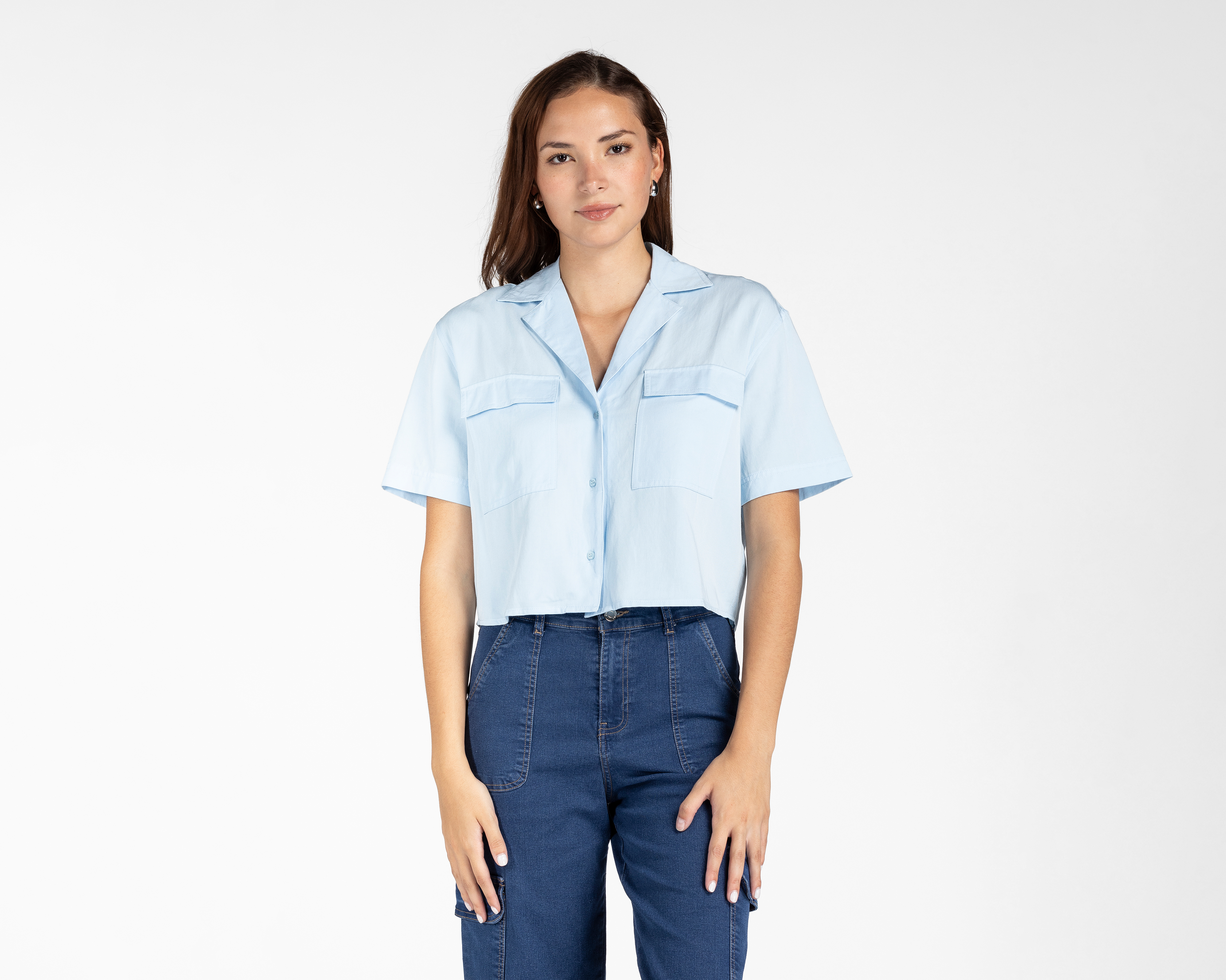 Foto 2 pulgar | Foto 1 | Blusa Refill Azul para Mujer