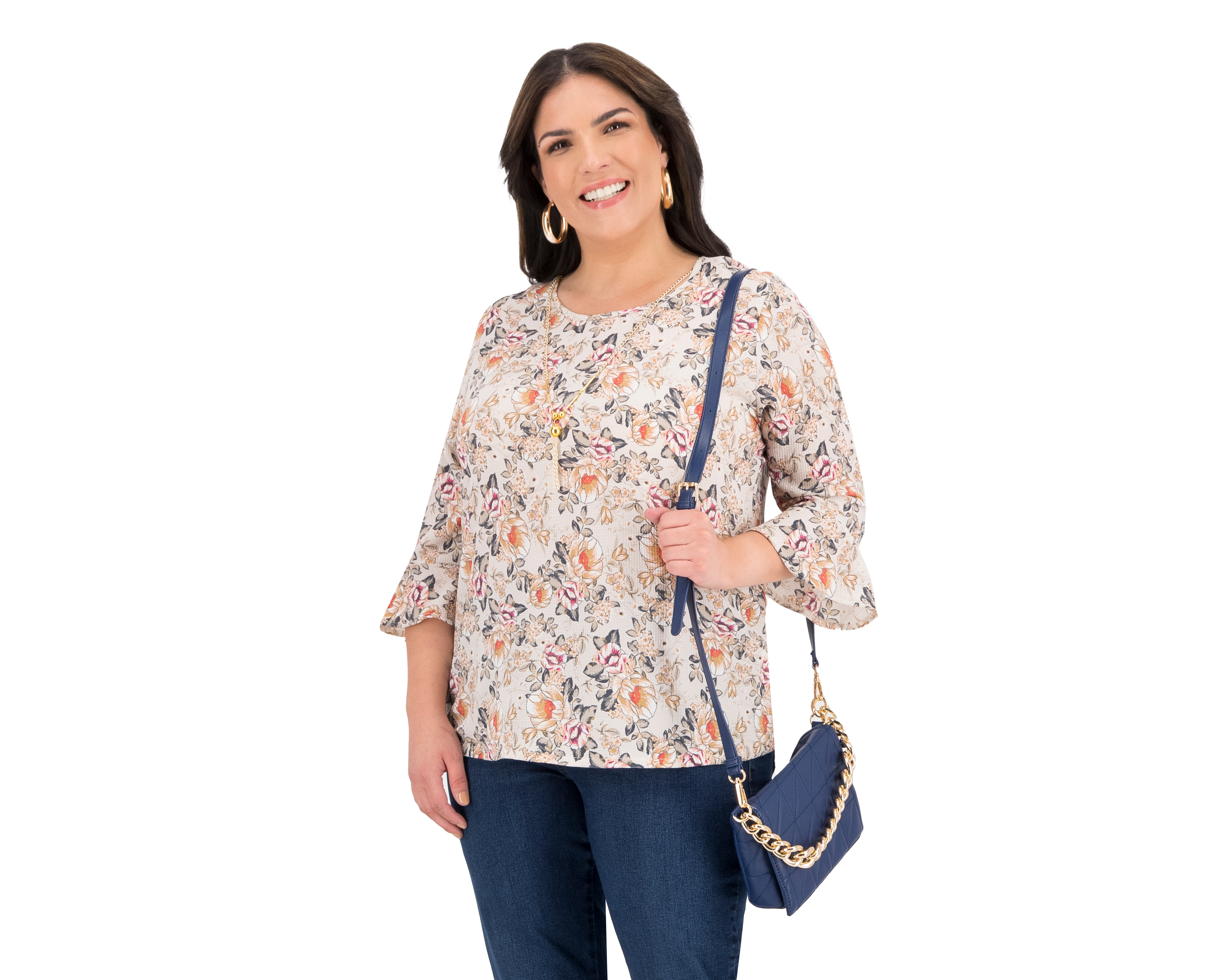 Blusa Lady Sun Manga 3/4 Floral