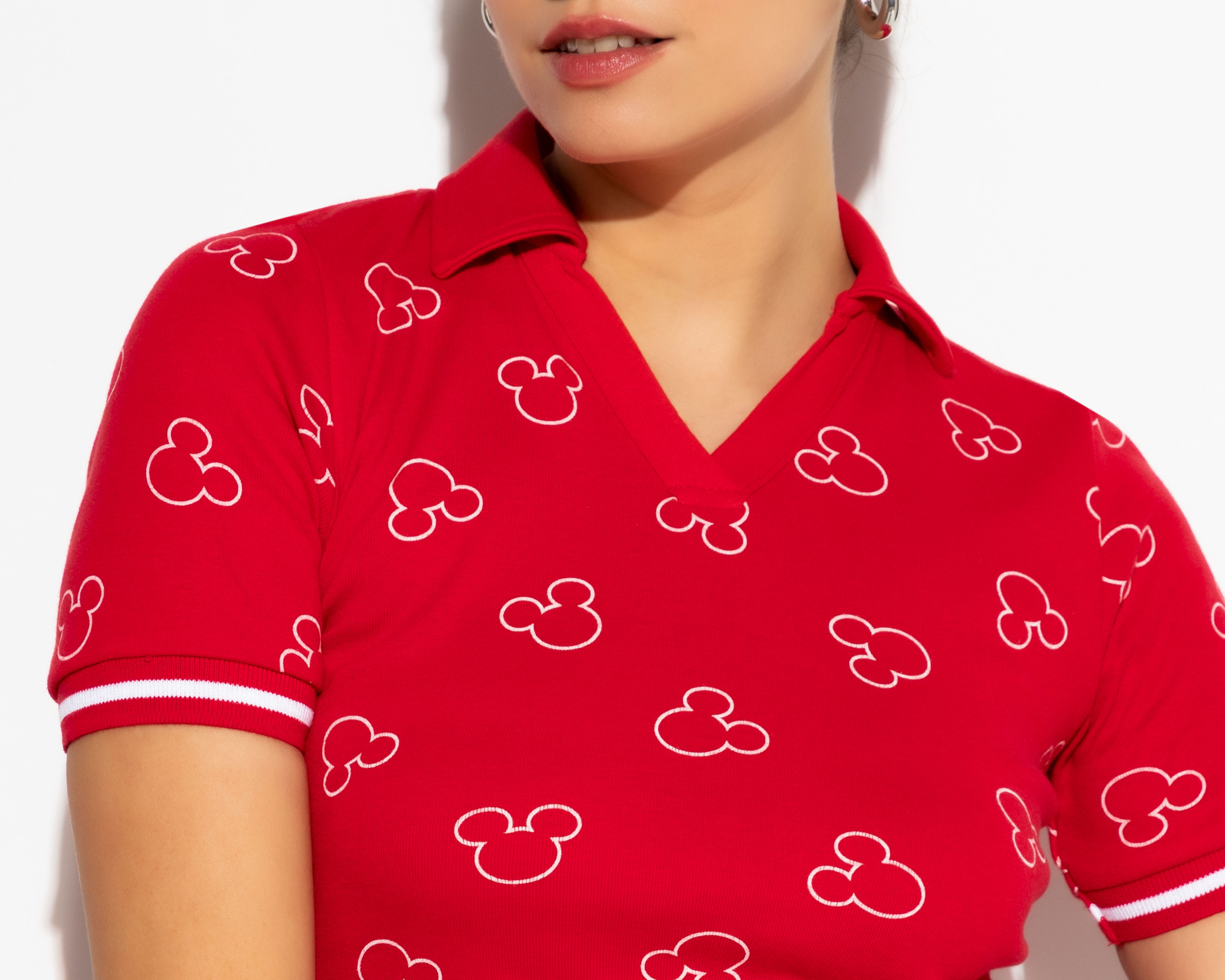 Foto 5 pulgar | Foto 4 | Playera Polo Disney Mickey Mouse Roja para Mujer