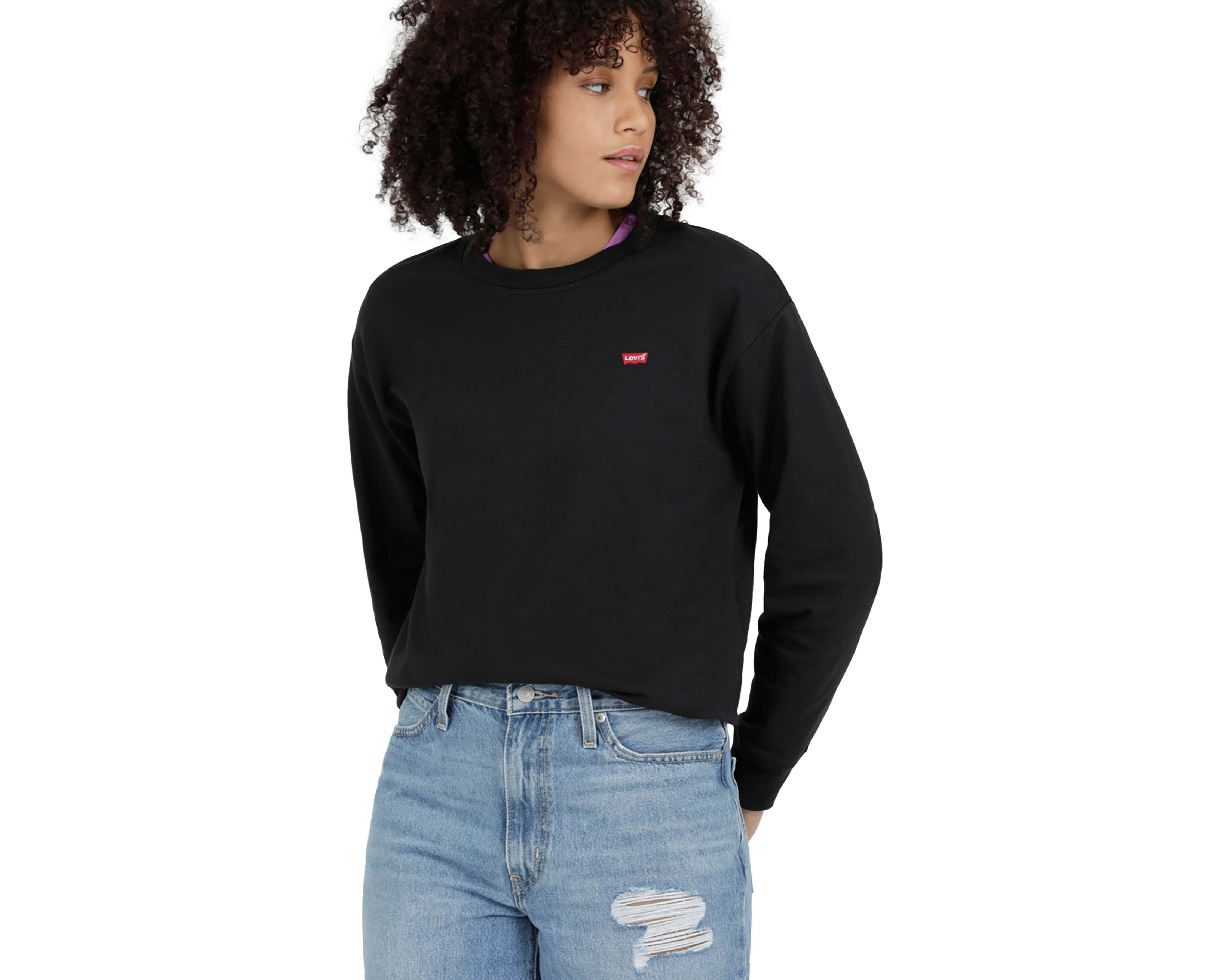 Foto 7 pulgar | Foto 6 | Sudadera Levi's Negra con Cuello Redondo