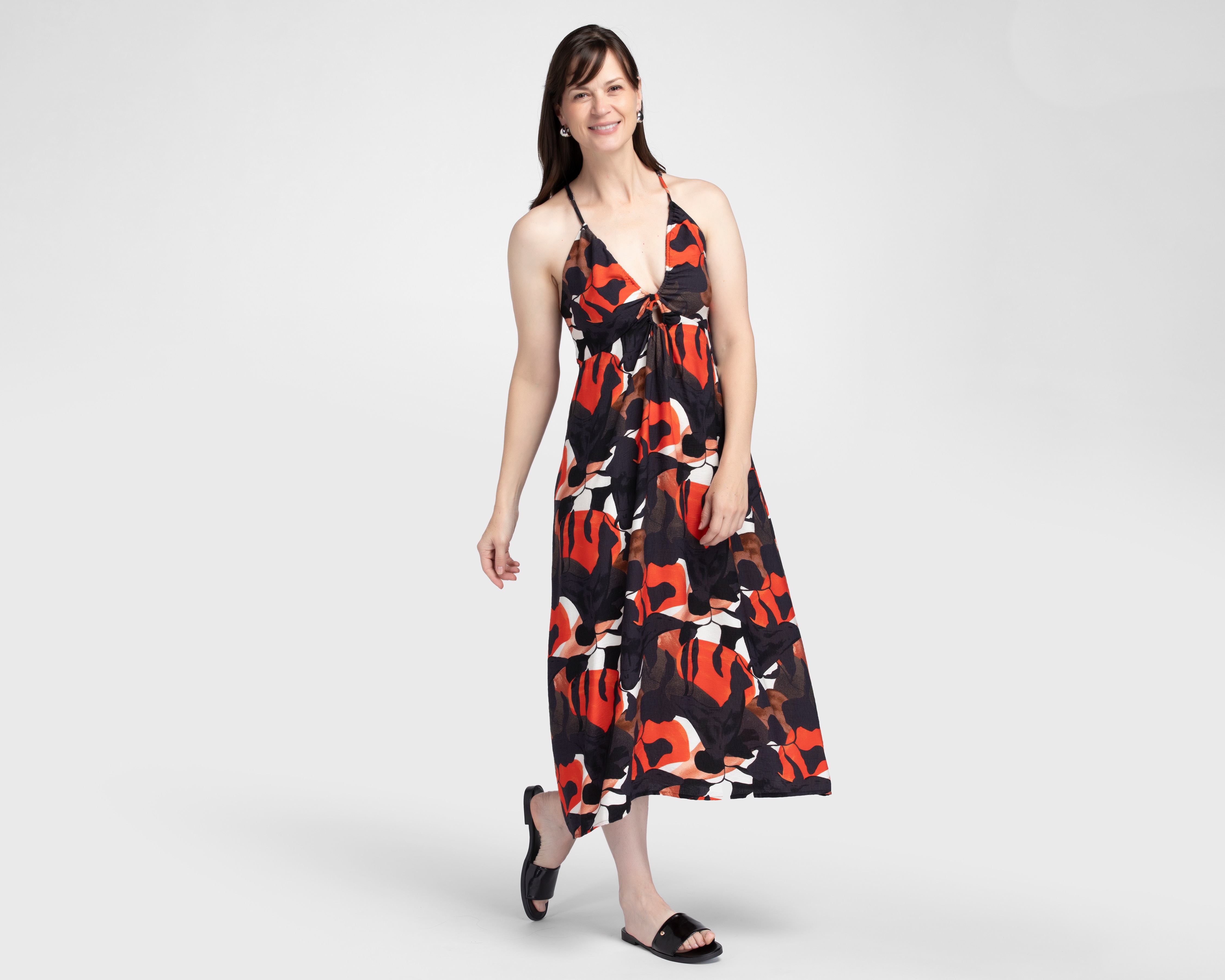 Vestido de Playa Sahara Print Floral Escote V con Tirantes para Mujer