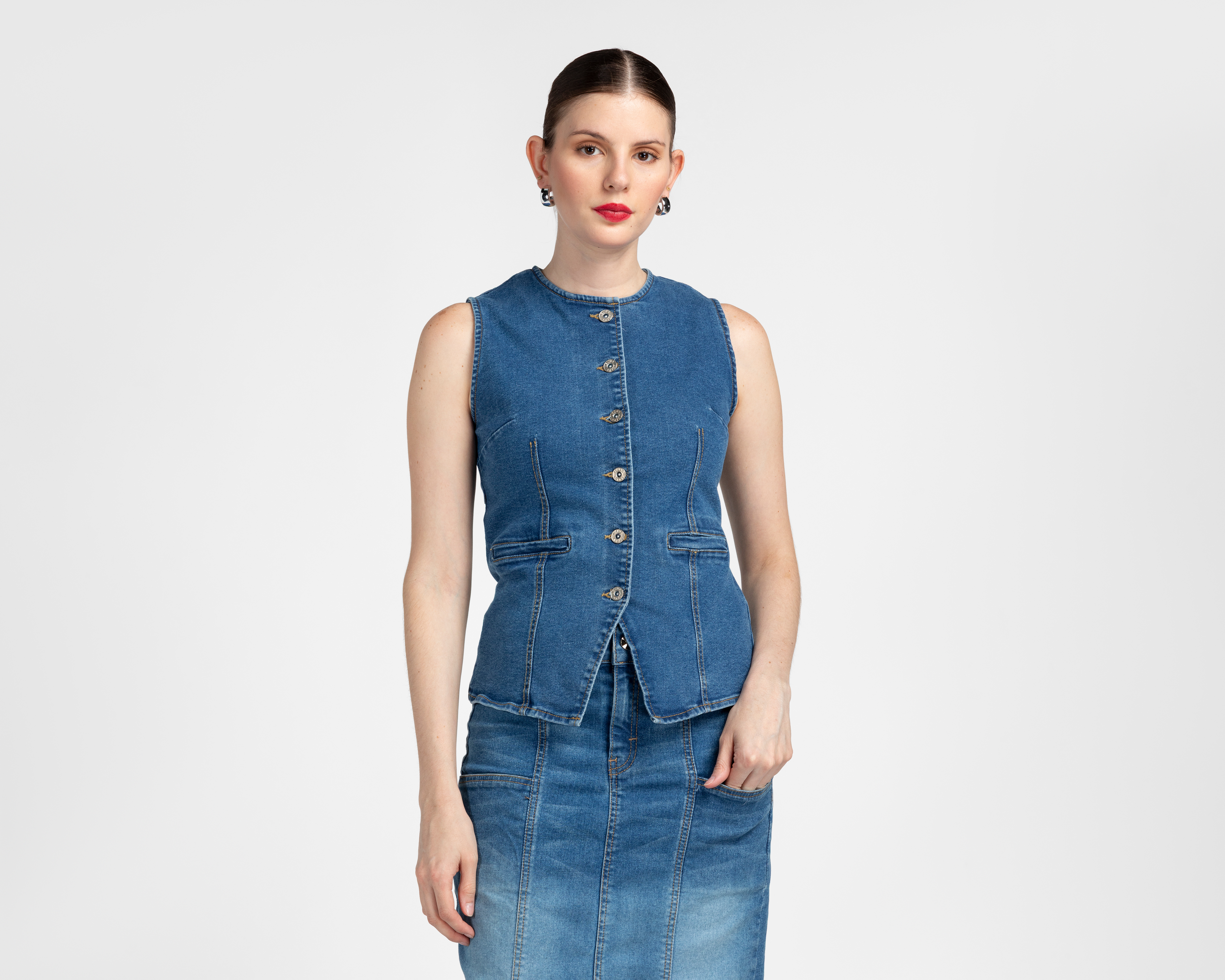 Chaleco de Mezclilla Azul Sahara para Mujer