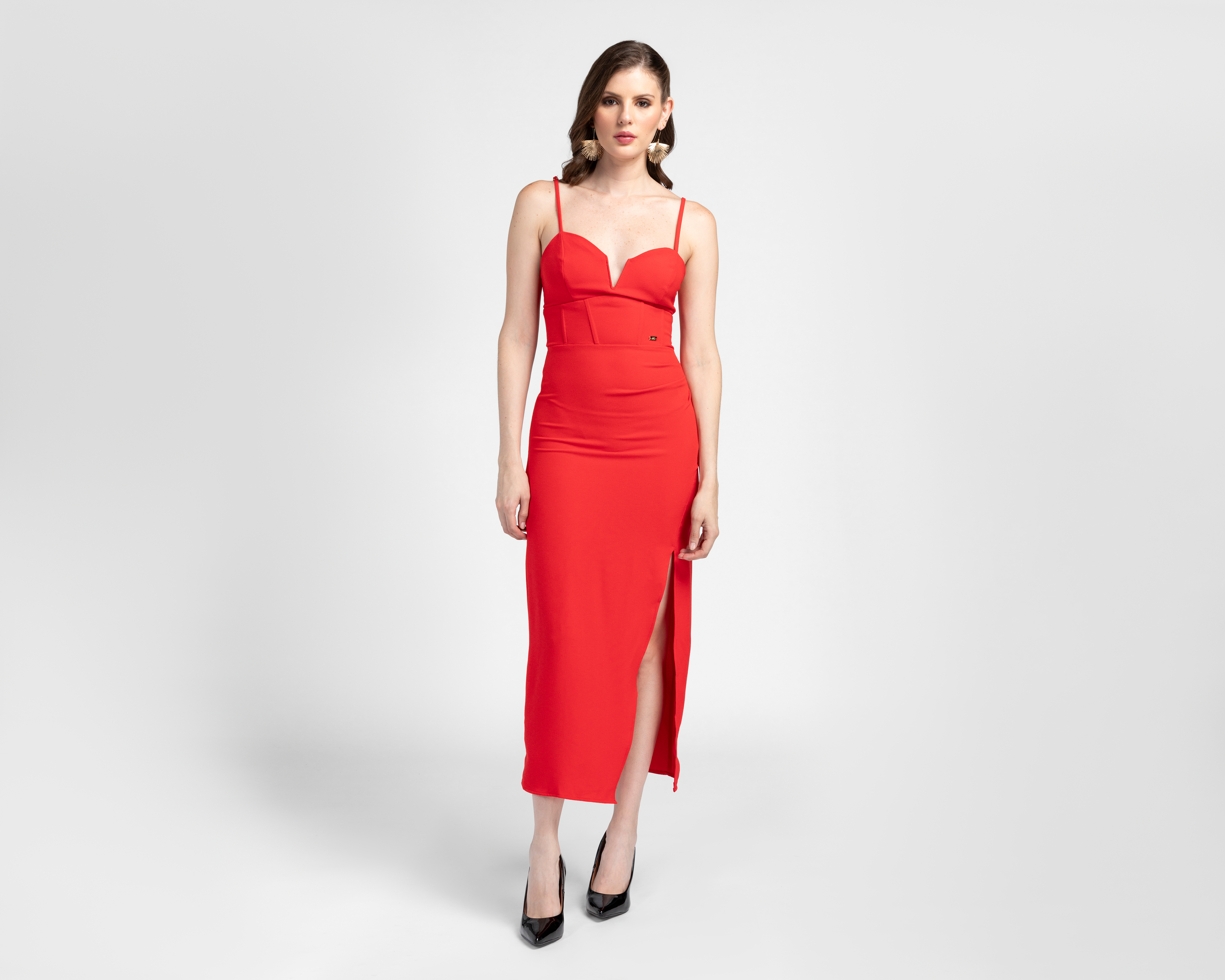 Vestido de Noche Jennifer Lopez Rosa de Tirantes con Escote V para Mujer