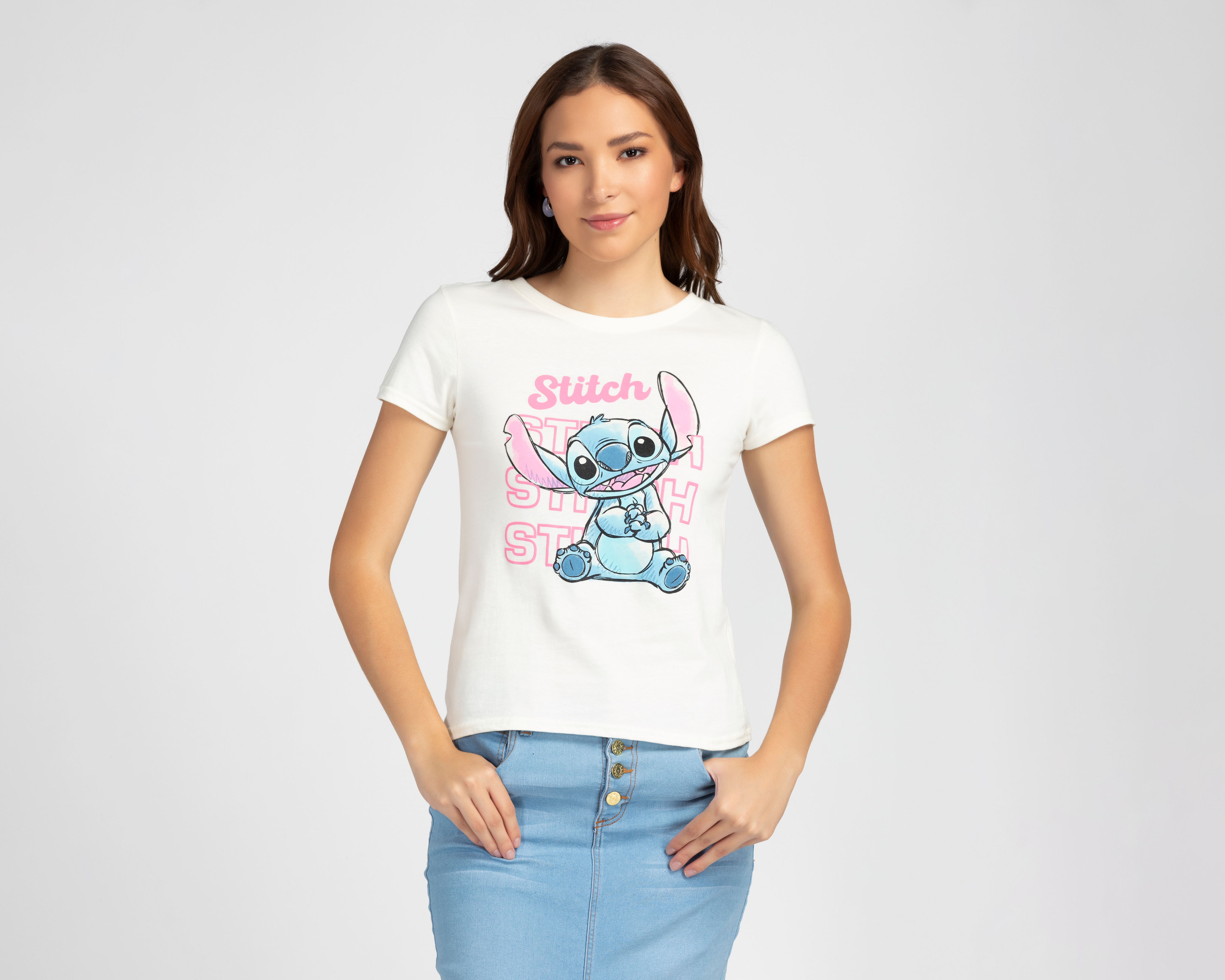 Foto 2 pulgar | Foto 1 | Playera Manga Corta Disney Lilo & Stitch para Mujer