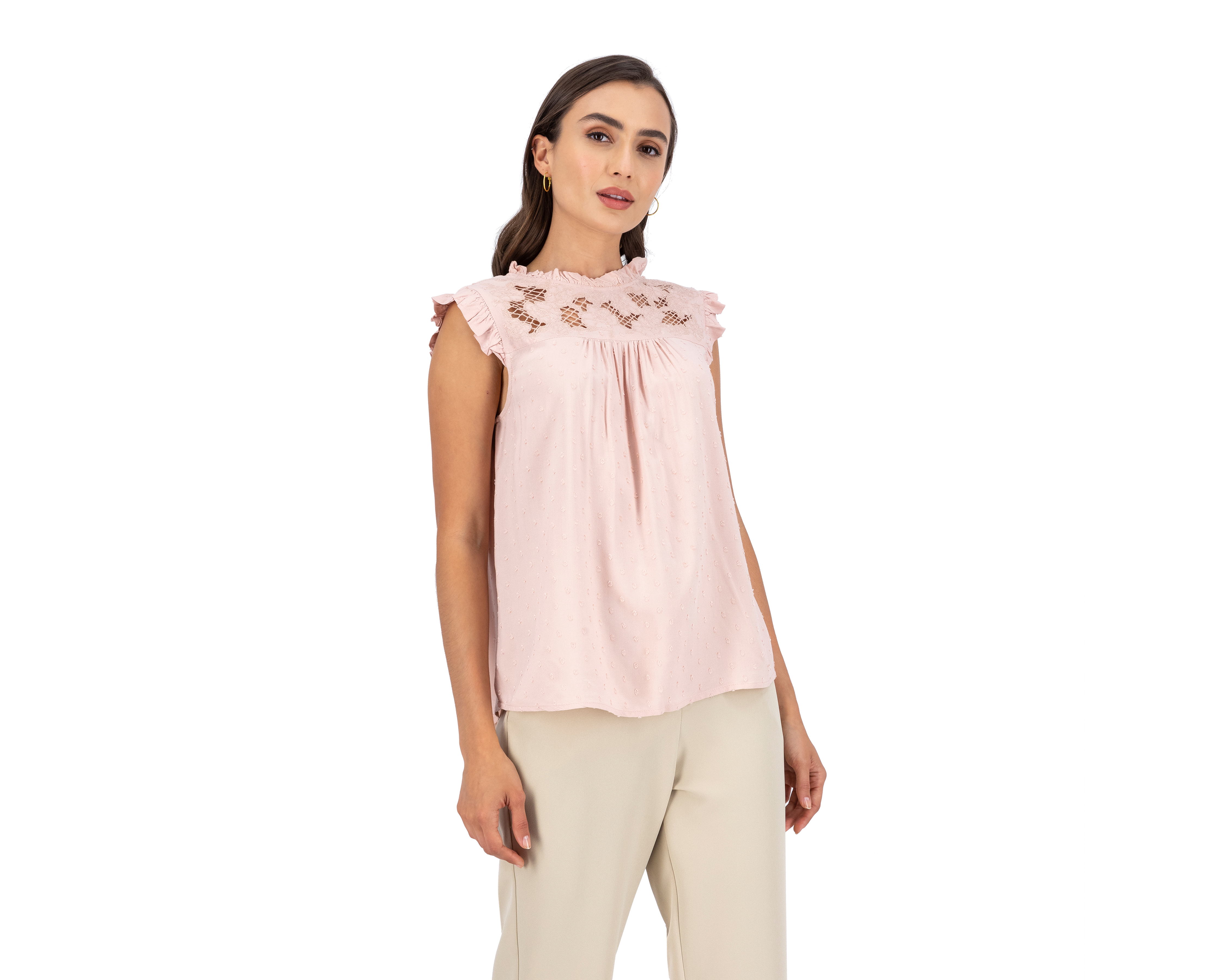 Foto 3 pulgar | Foto 2 | Blusa Sahara sin Mangas con Encaje