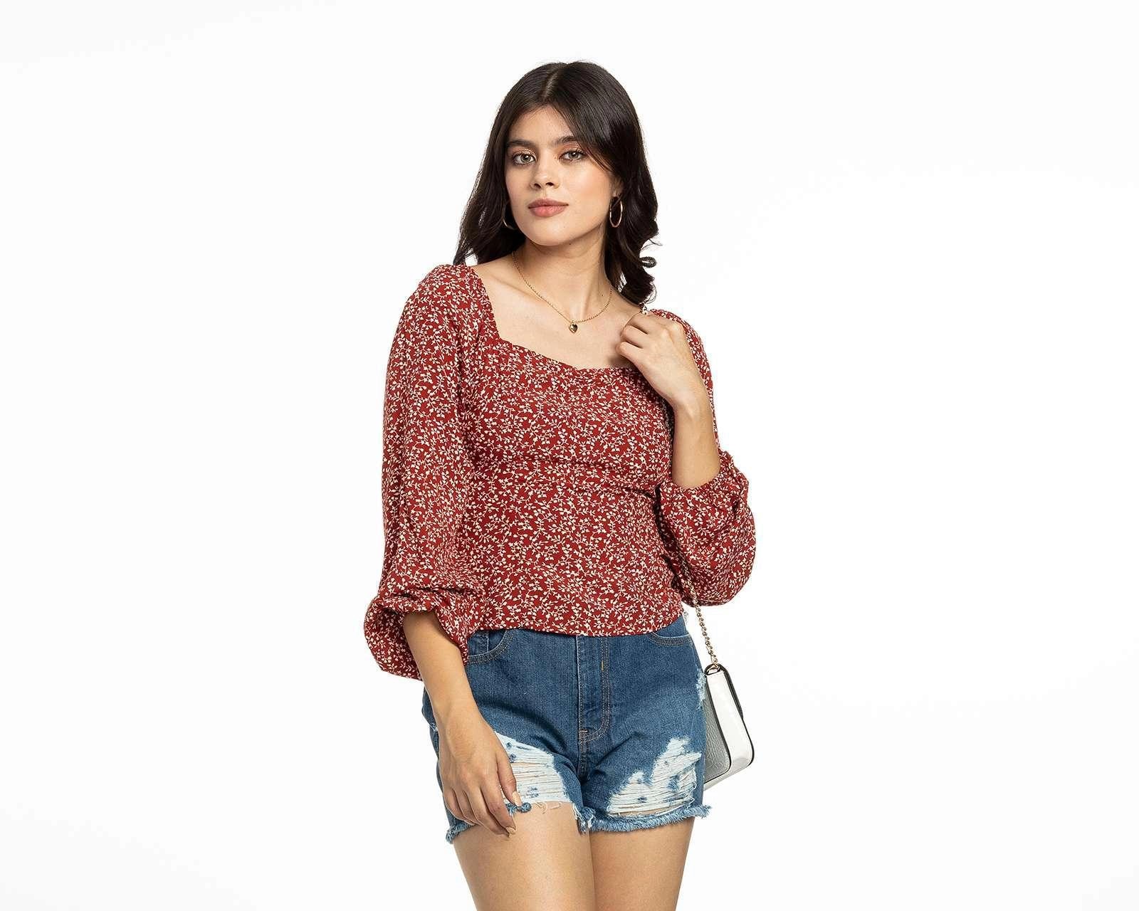Blusa 18 Forever Manga Larga Estampado Floral