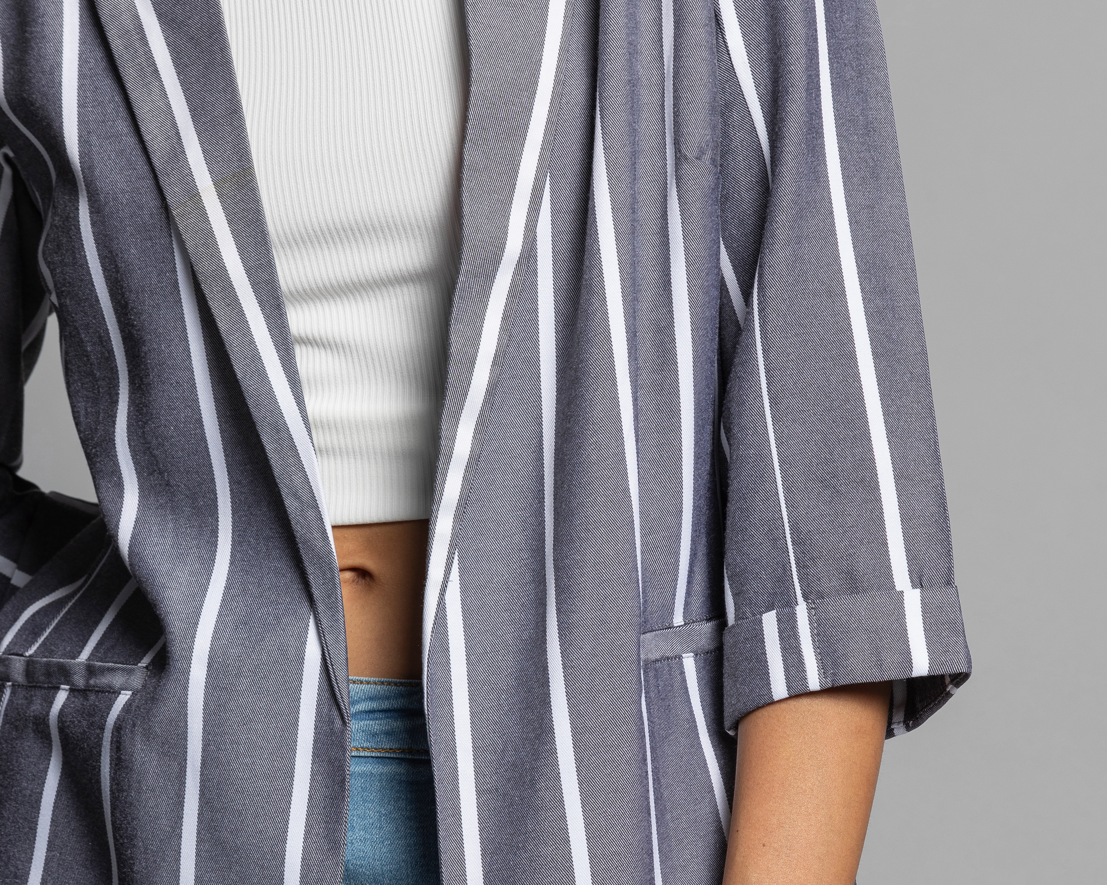 Foto 8 pulgar | Foto 7 | Blazer a Rayas Thinner Manga 3/4