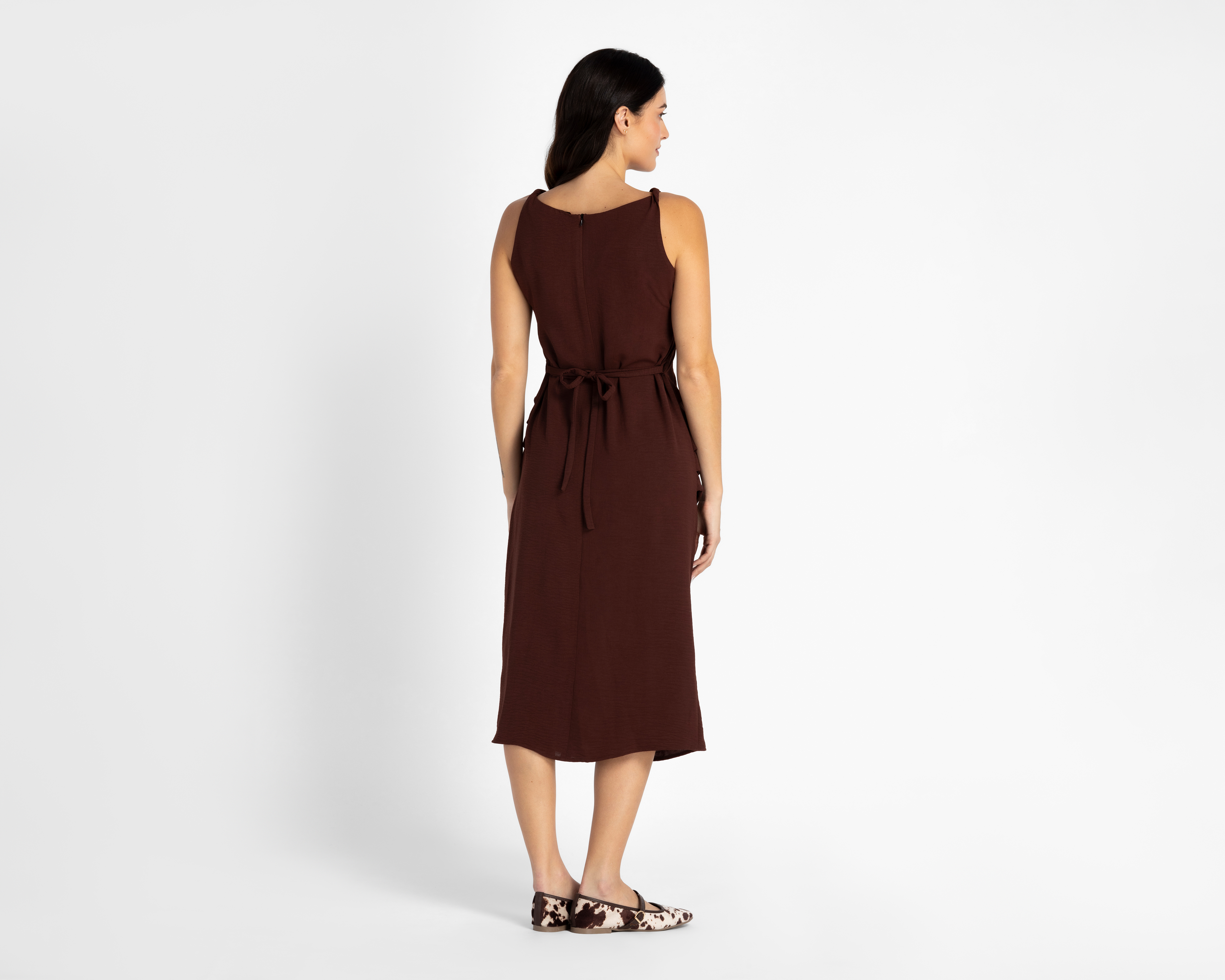 Foto 4 pulgar | Foto 3 | Vestido Casual Sahara Midi Café Plisado para Mujer