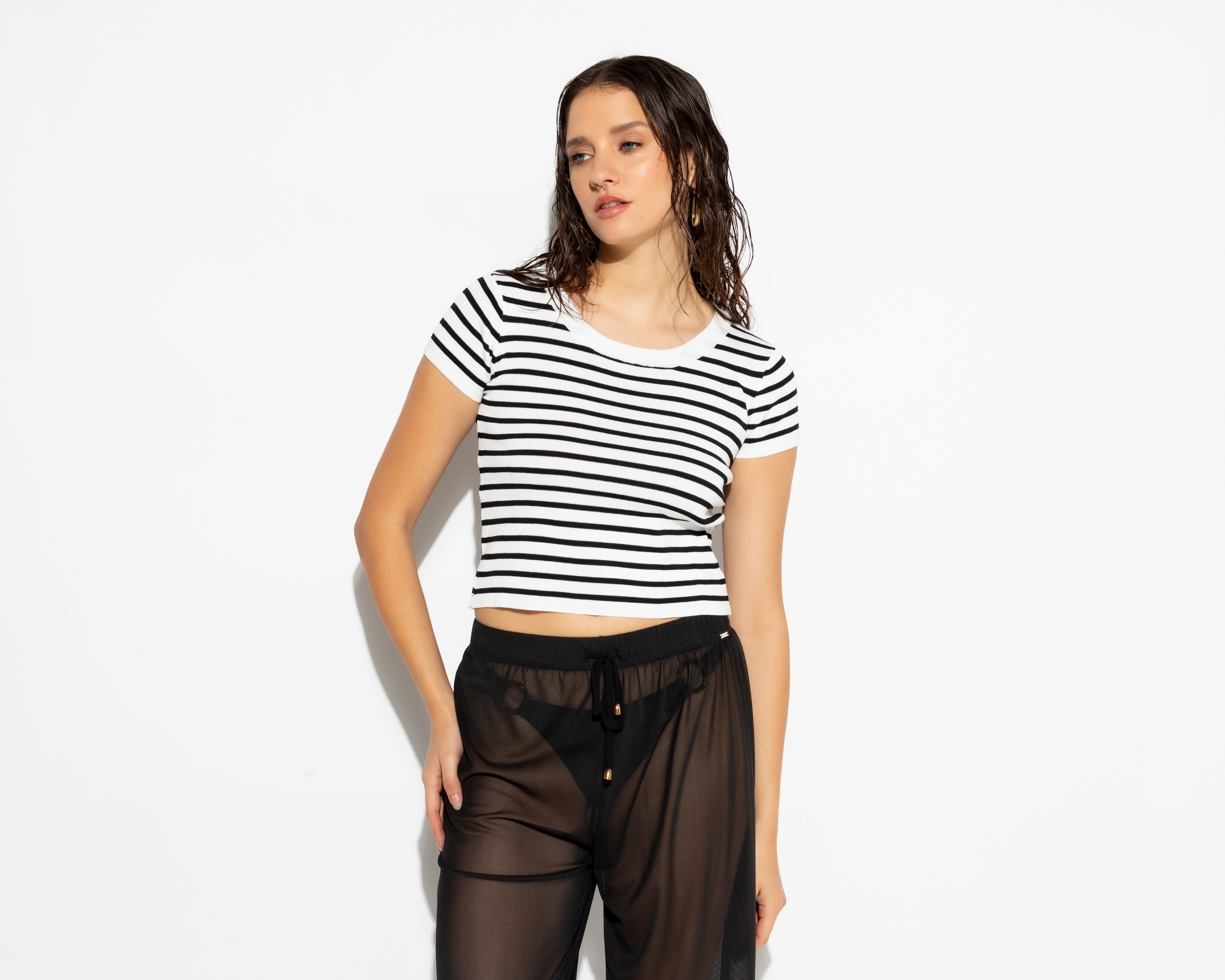 Foto 3 pulgar | Foto 2 | Crop Top a Rayas Strona para Mujer