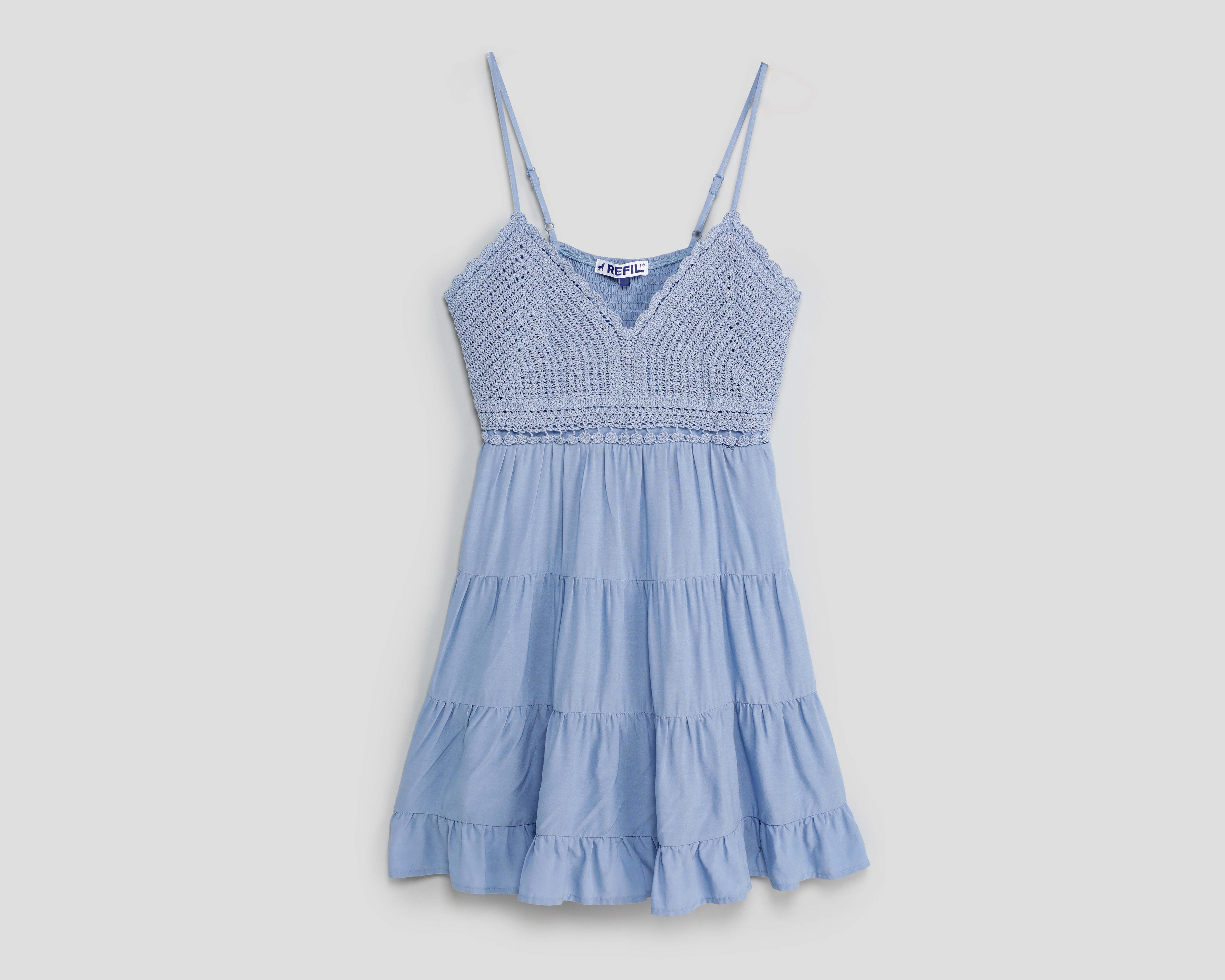 Vestido Casual Refill Azul sin Manga para Mujer