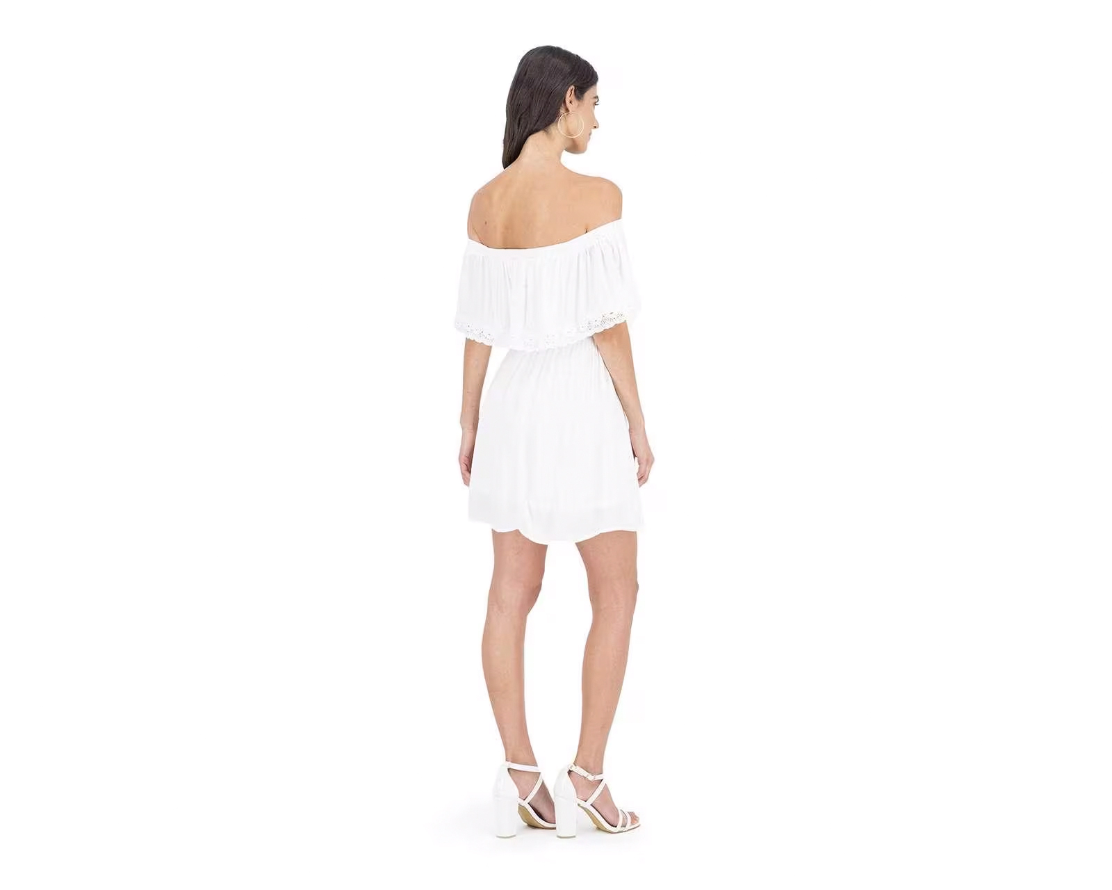 Foto 4 pulgar | Foto 3 | Vestido Sahara Casual Blanco de Hombros Descubiertos