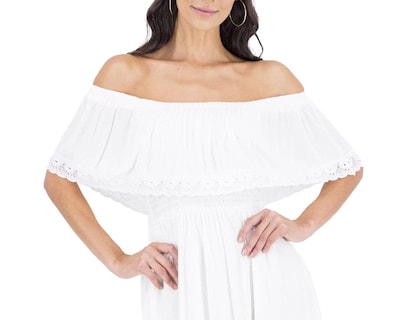 Foto 4 | Foto 4 | Vestido Sahara Casual Blanco de Hombros Descubiertos
