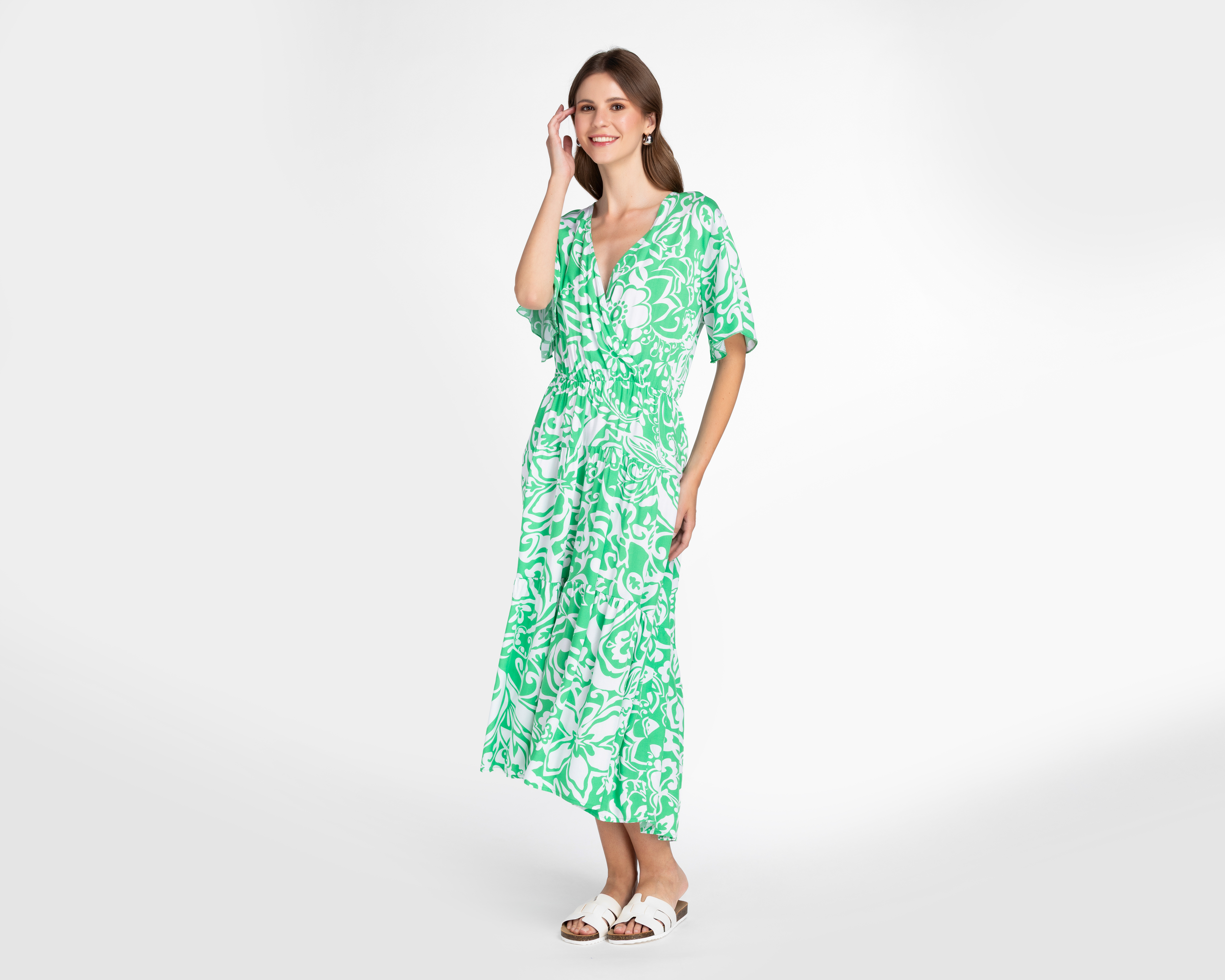 Vestido Lady Sun Casual Verde Floral para Mujer