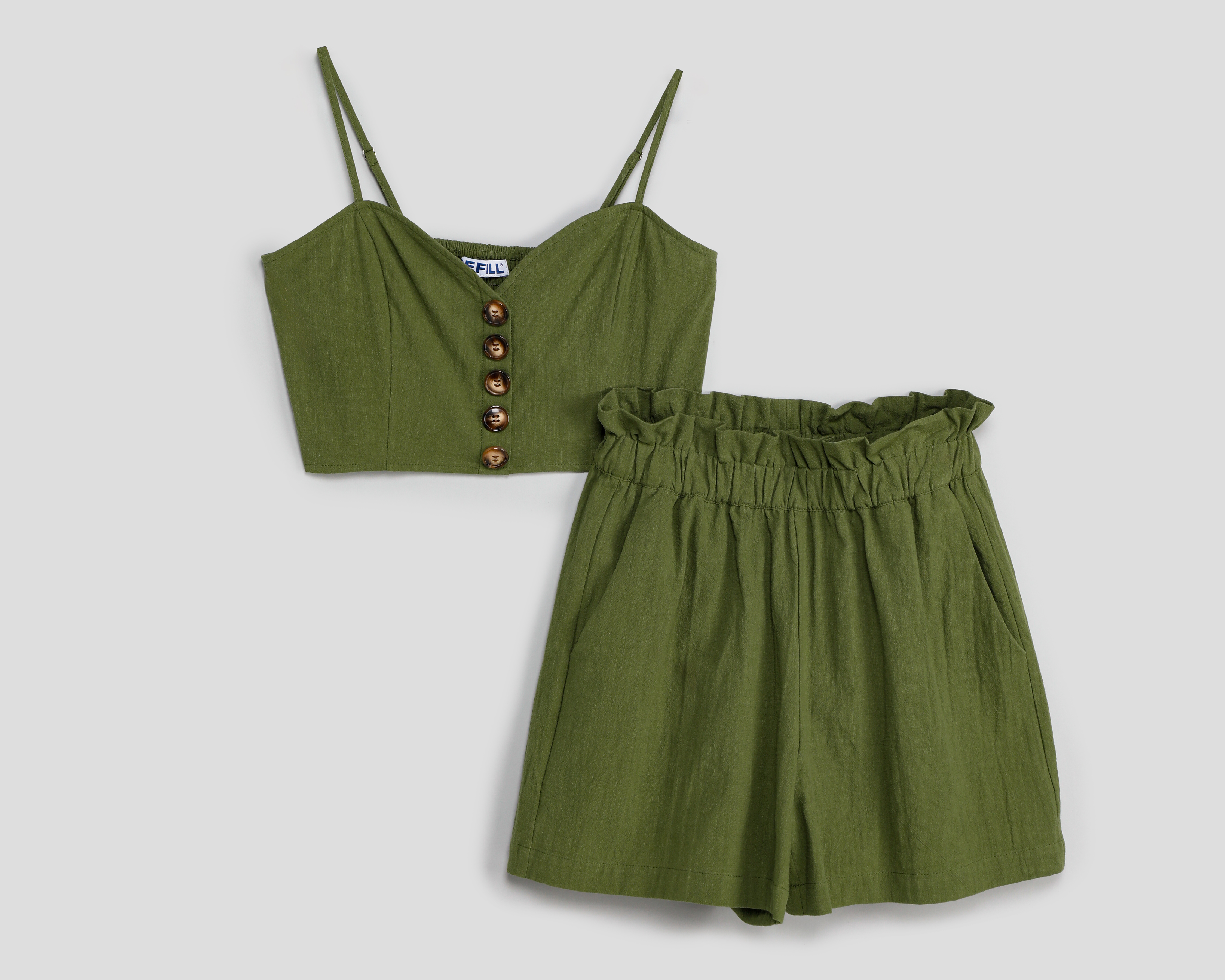Foto 2 pulgar | Foto 1 | Crop Top y Short Refill Verde para Mujer