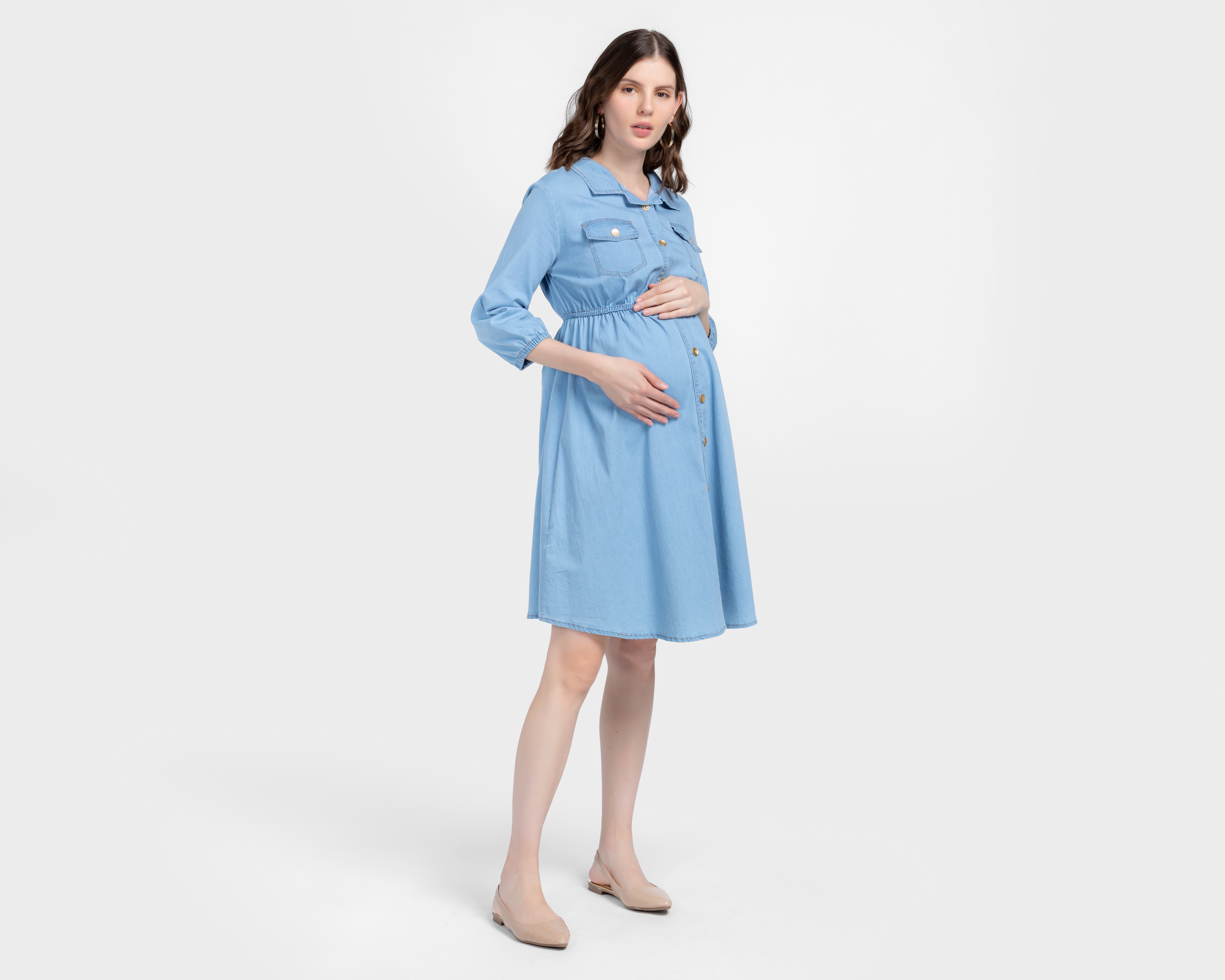 Vestido de Maternidad Manga Larga Mamá Bella