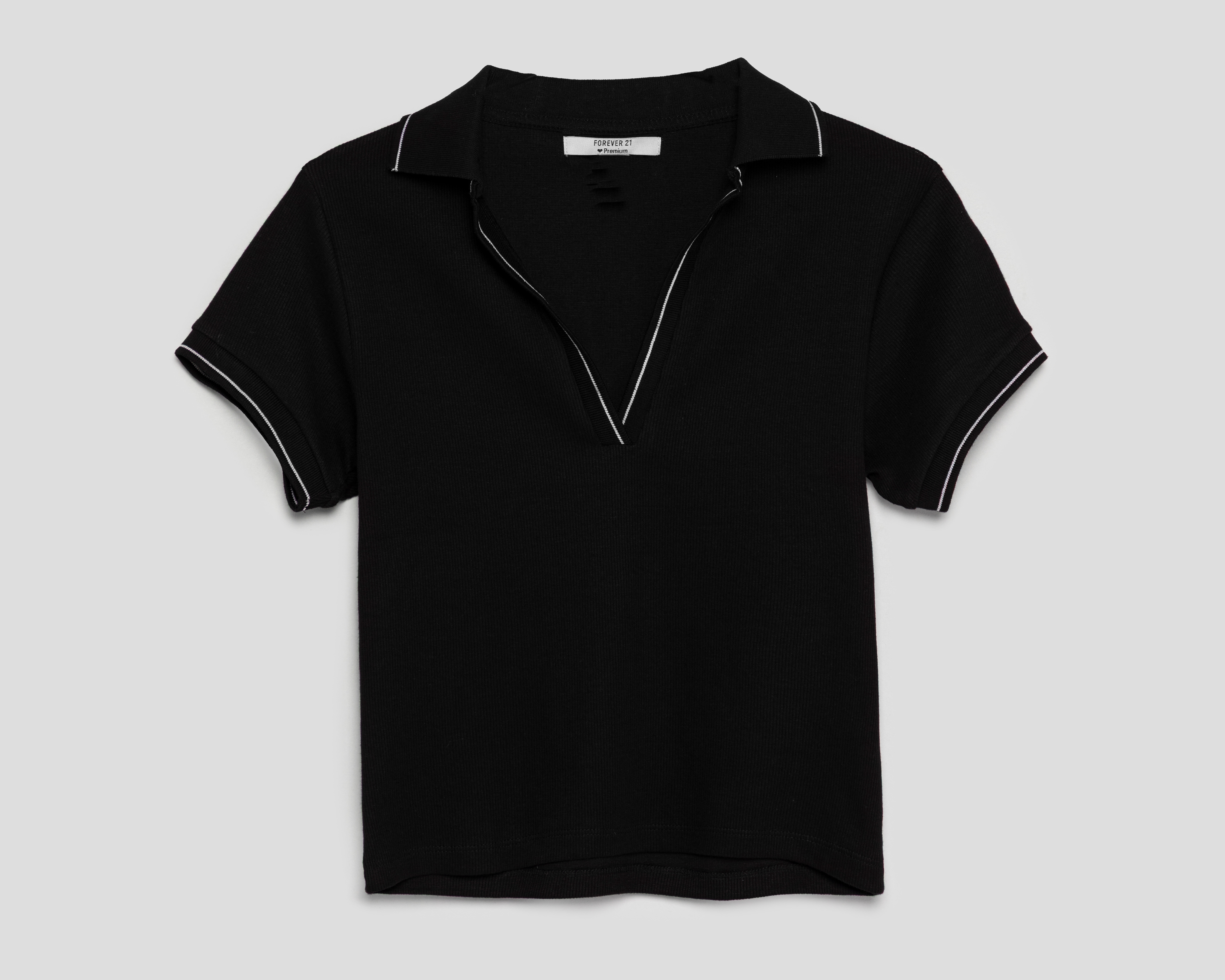 Foto 1 | Foto 1 | Playera Polo Forever 21 Manga Corta Negra Juvenil
