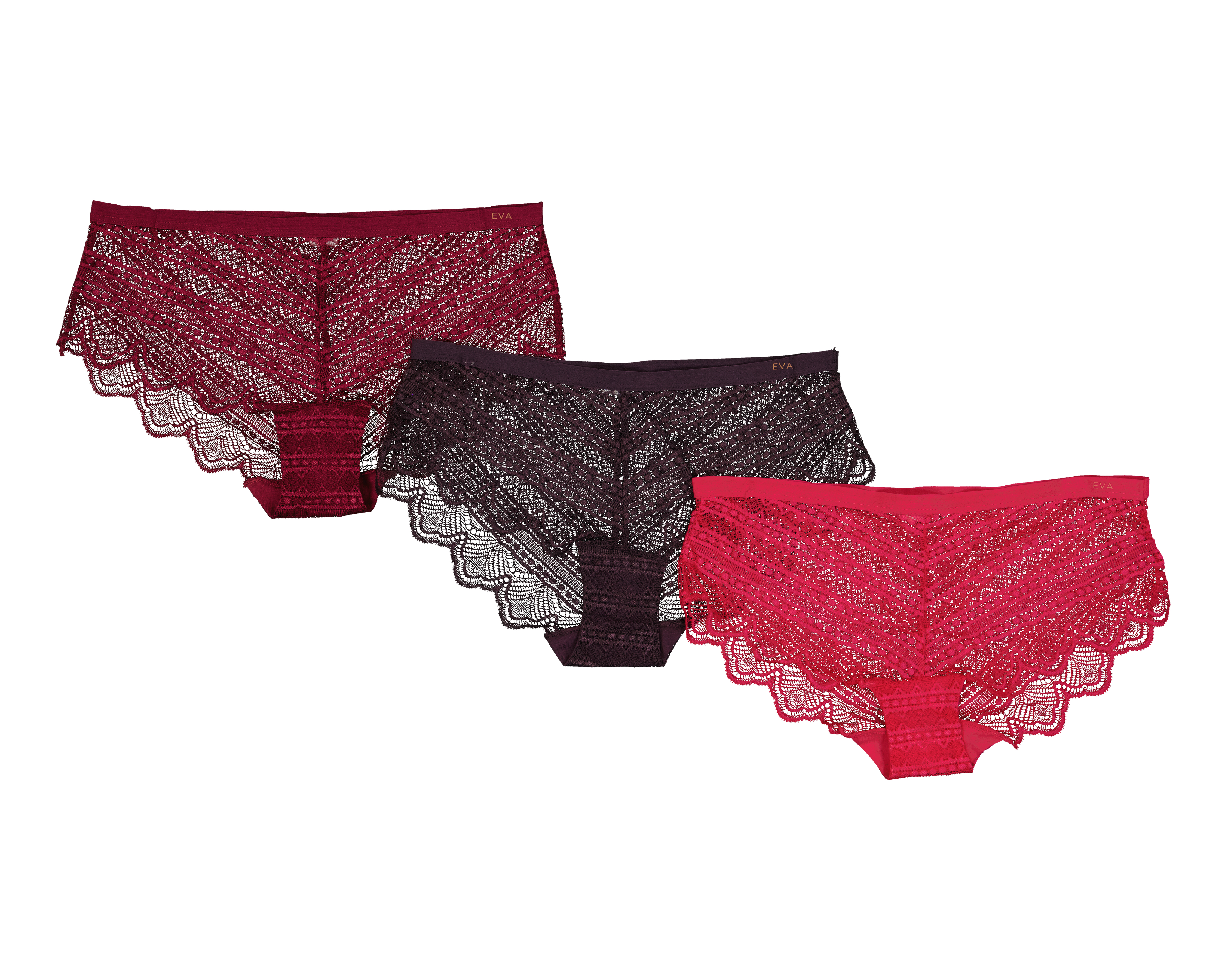 Bóxer con Encaje Eva Tu Estilo Íntimo para Mujer 3 Piezas