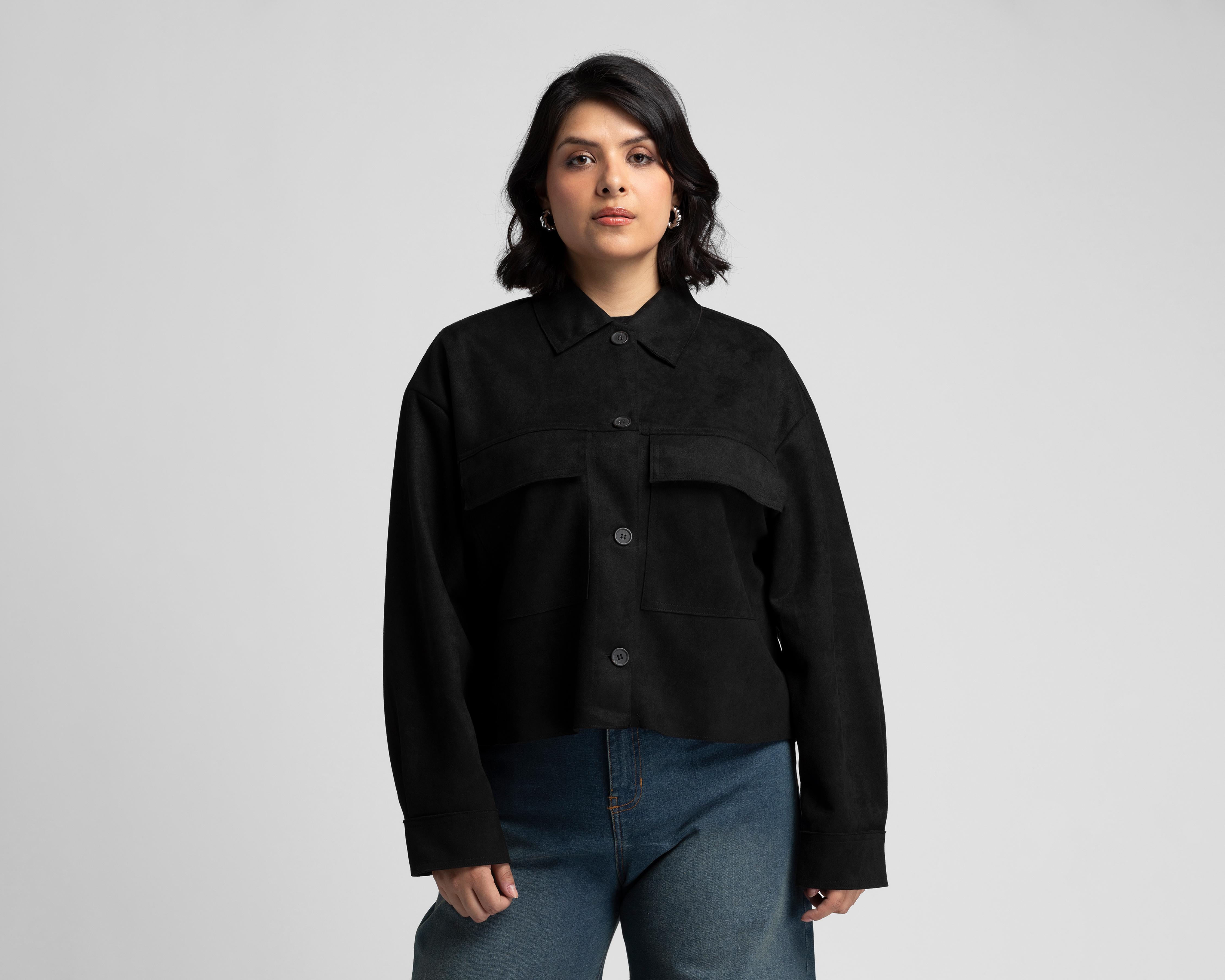 Chamarra Negra Strona para Mujer