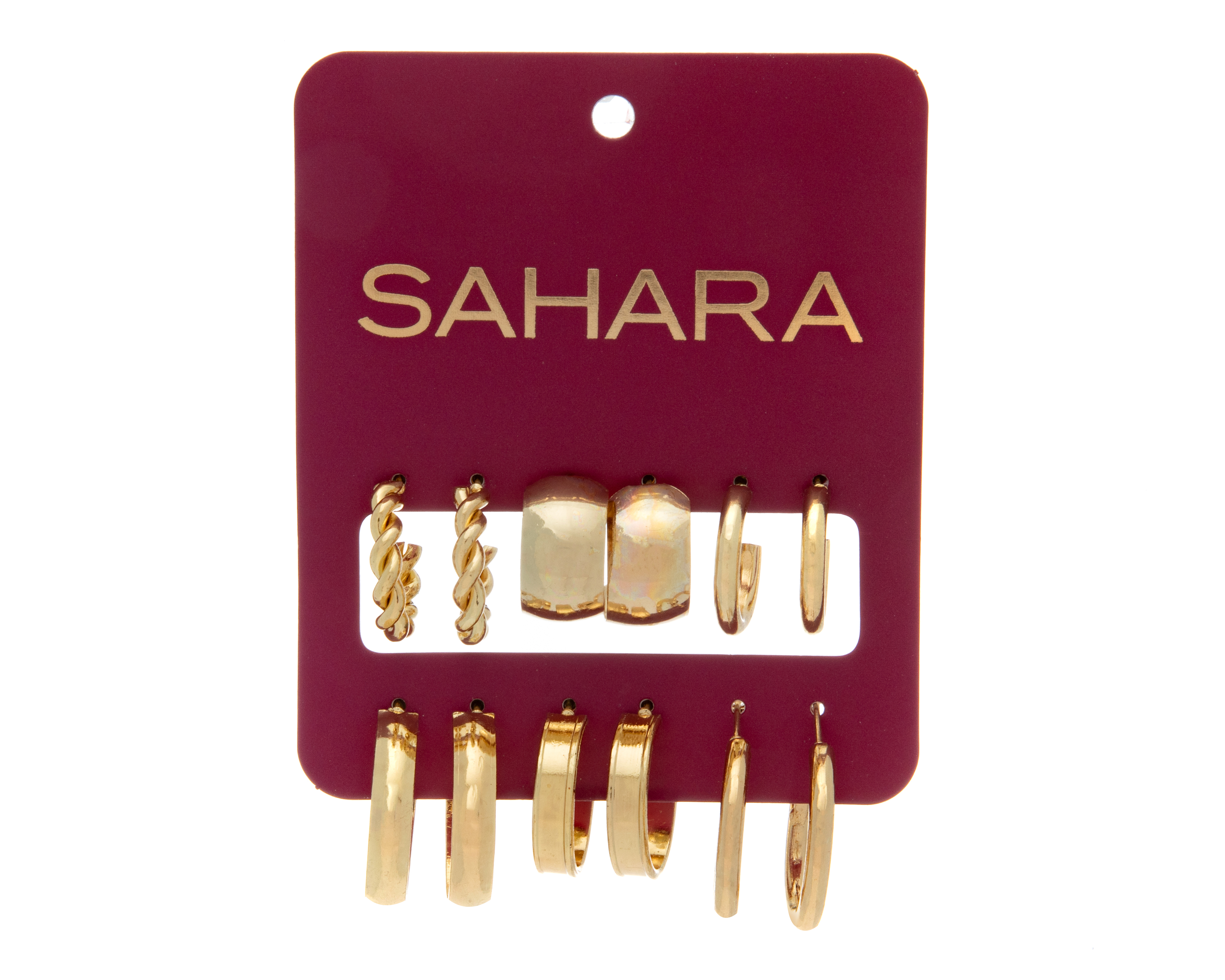 Arracadas Sahara Doradas 6 Pares