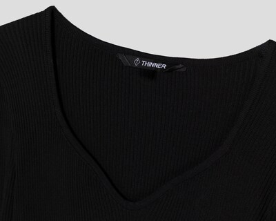 Foto 4 | Foto 4 | Vestido Casual Thinner Negro Manga Larga Cuello V