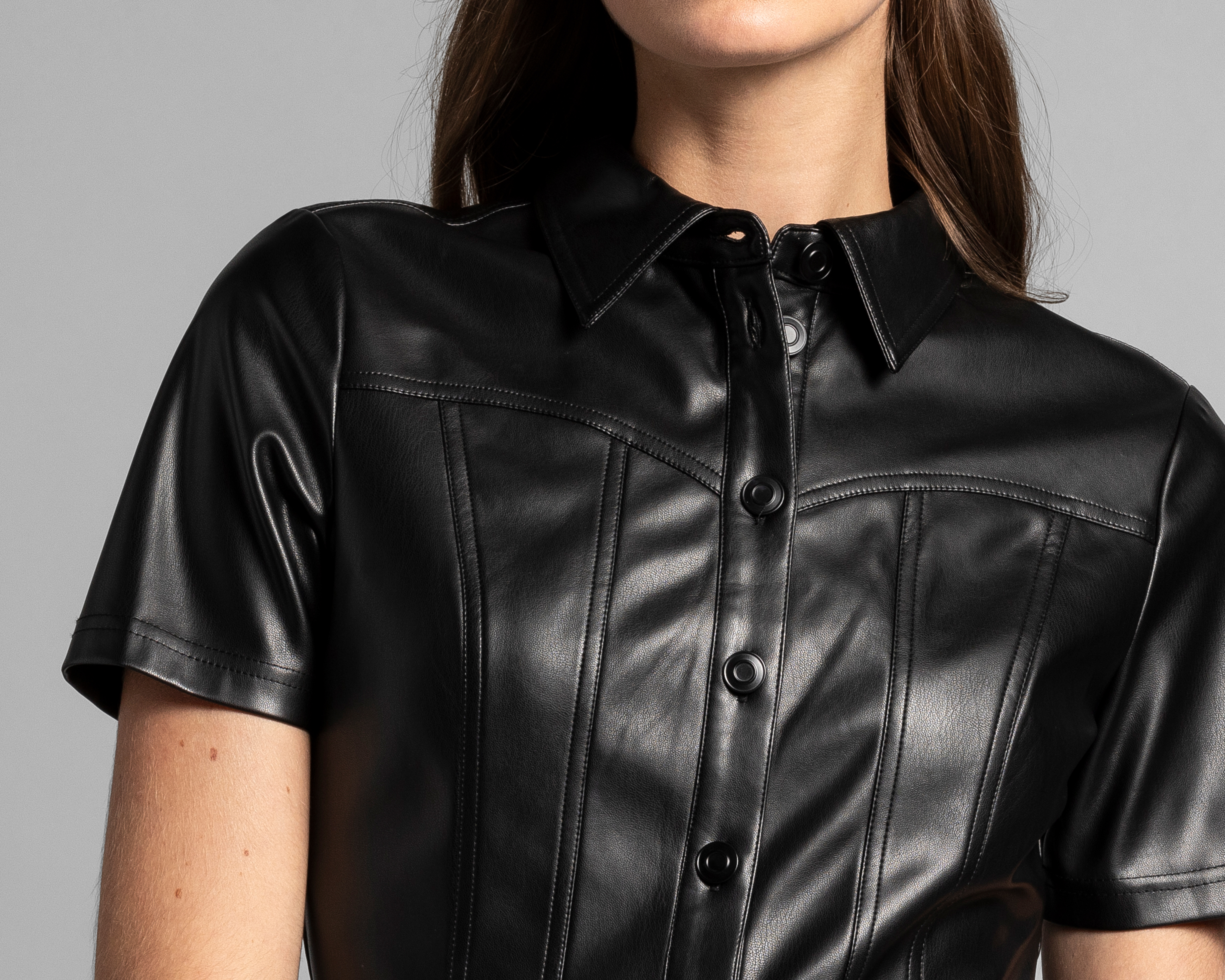 Foto 6 pulgar | Foto 5 | Vestido Casual Thinner tipo Cuero con Botones