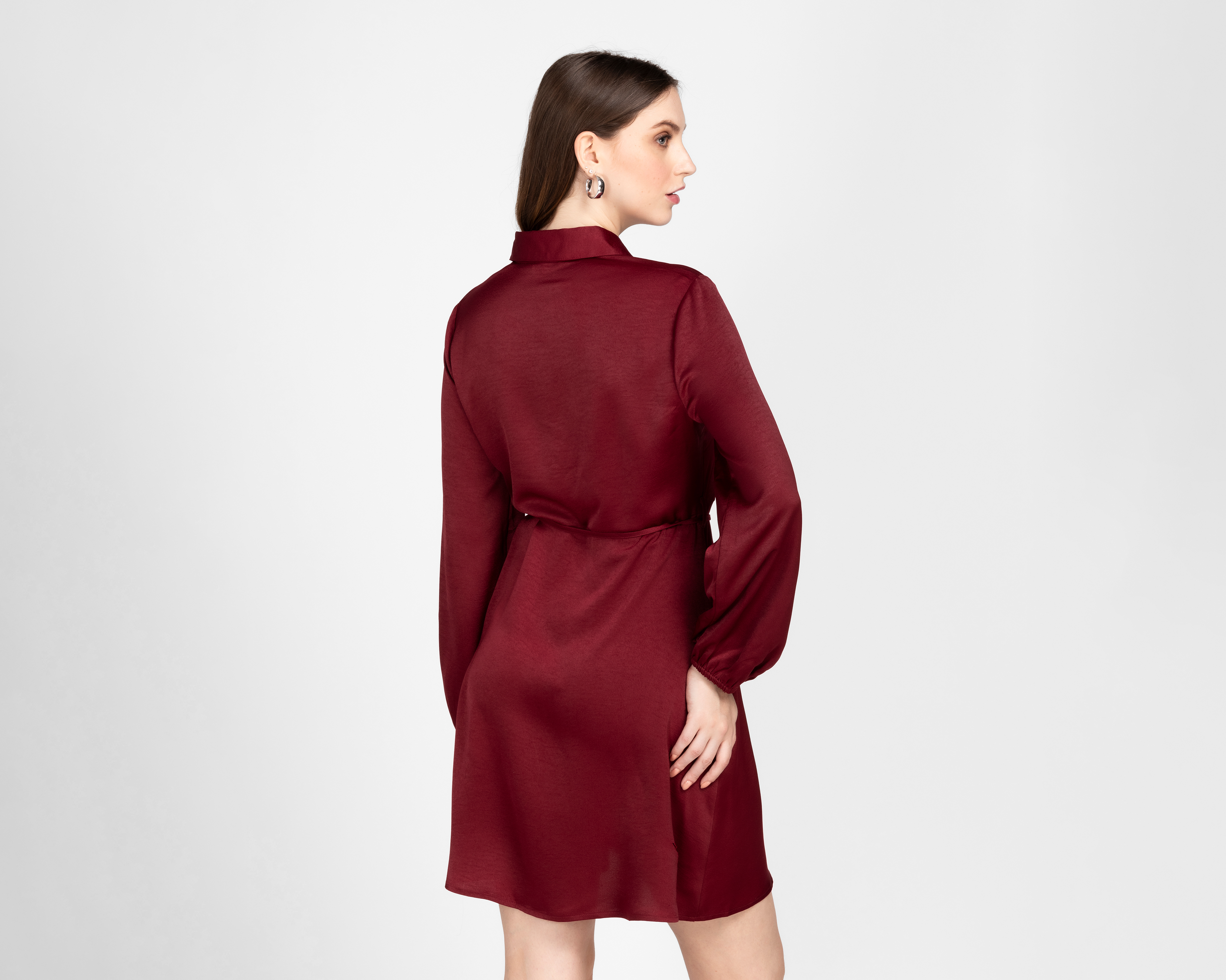 Foto 3 | Foto 3 | Vestido Casual Sahara Tinto Manga Larga de Botones