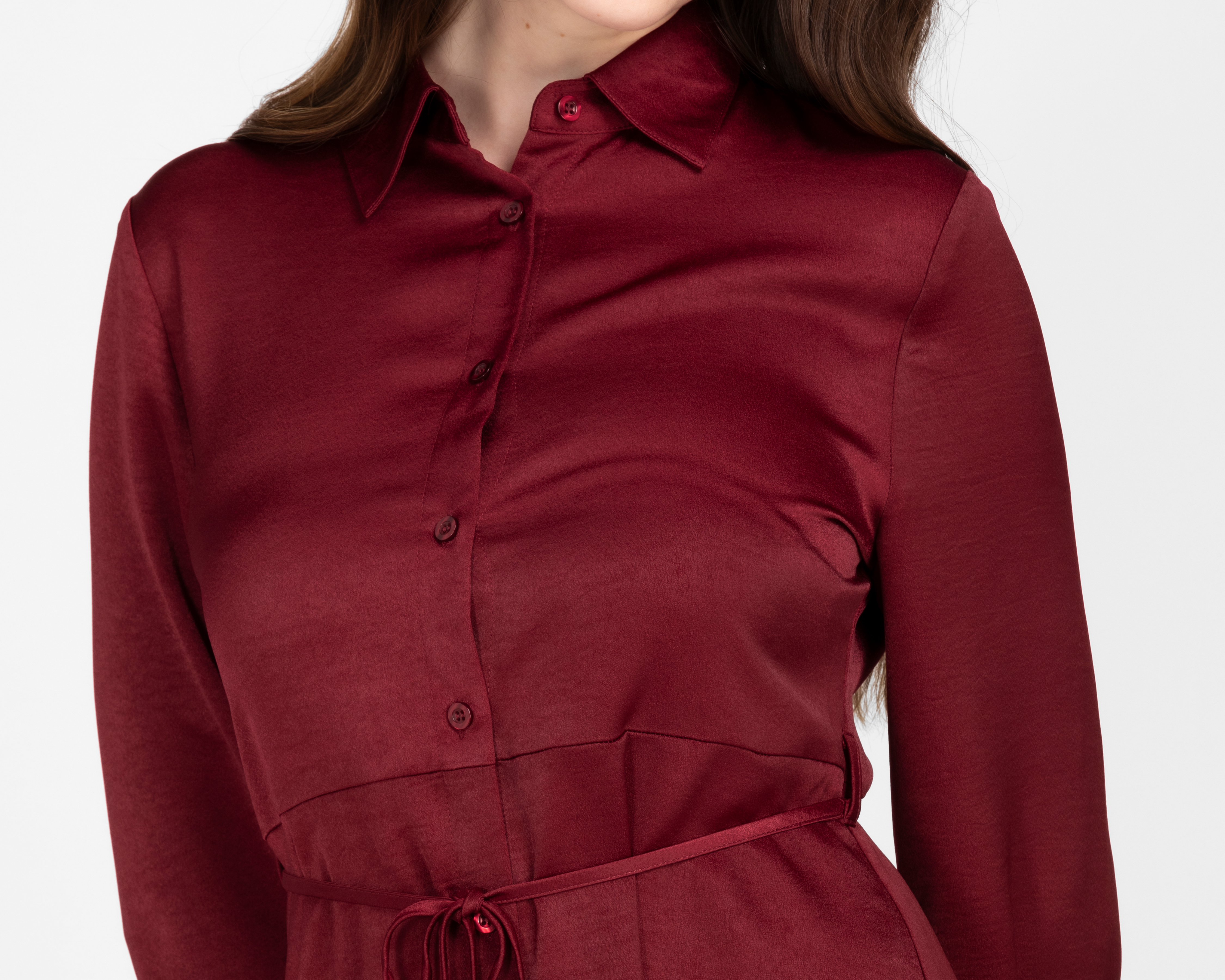 Foto 5 | Foto 5 | Vestido Casual Sahara Tinto Manga Larga de Botones