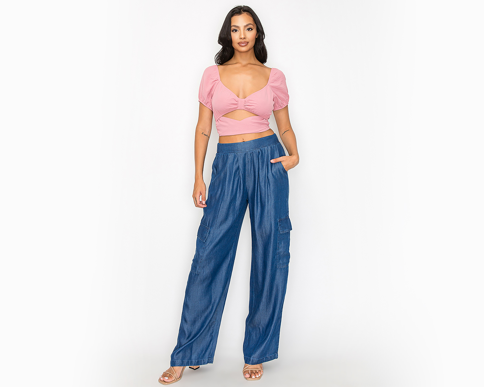 Foto 5 pulgar | Foto 4 | Pantalón Cargo Strona Azul para Mujer