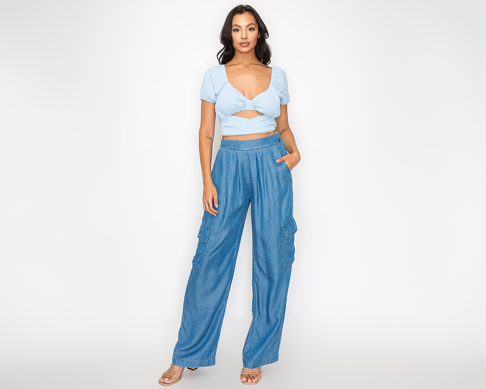 Foto 4 | Foto 4 | Pantalón Cargo Strona Azul para Mujer