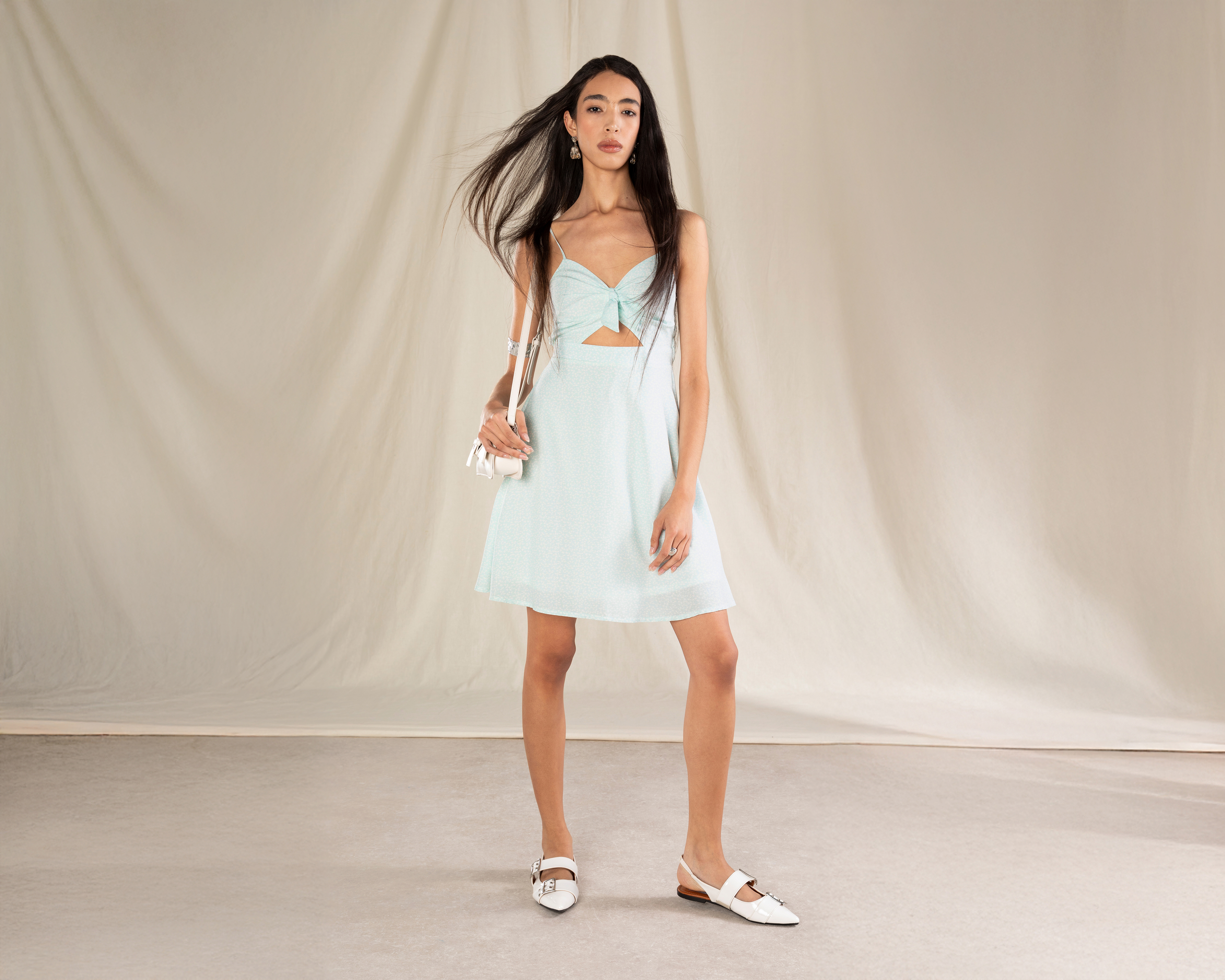 Vestido Casual Strona con Tirantes Plisado Azul para Mujer