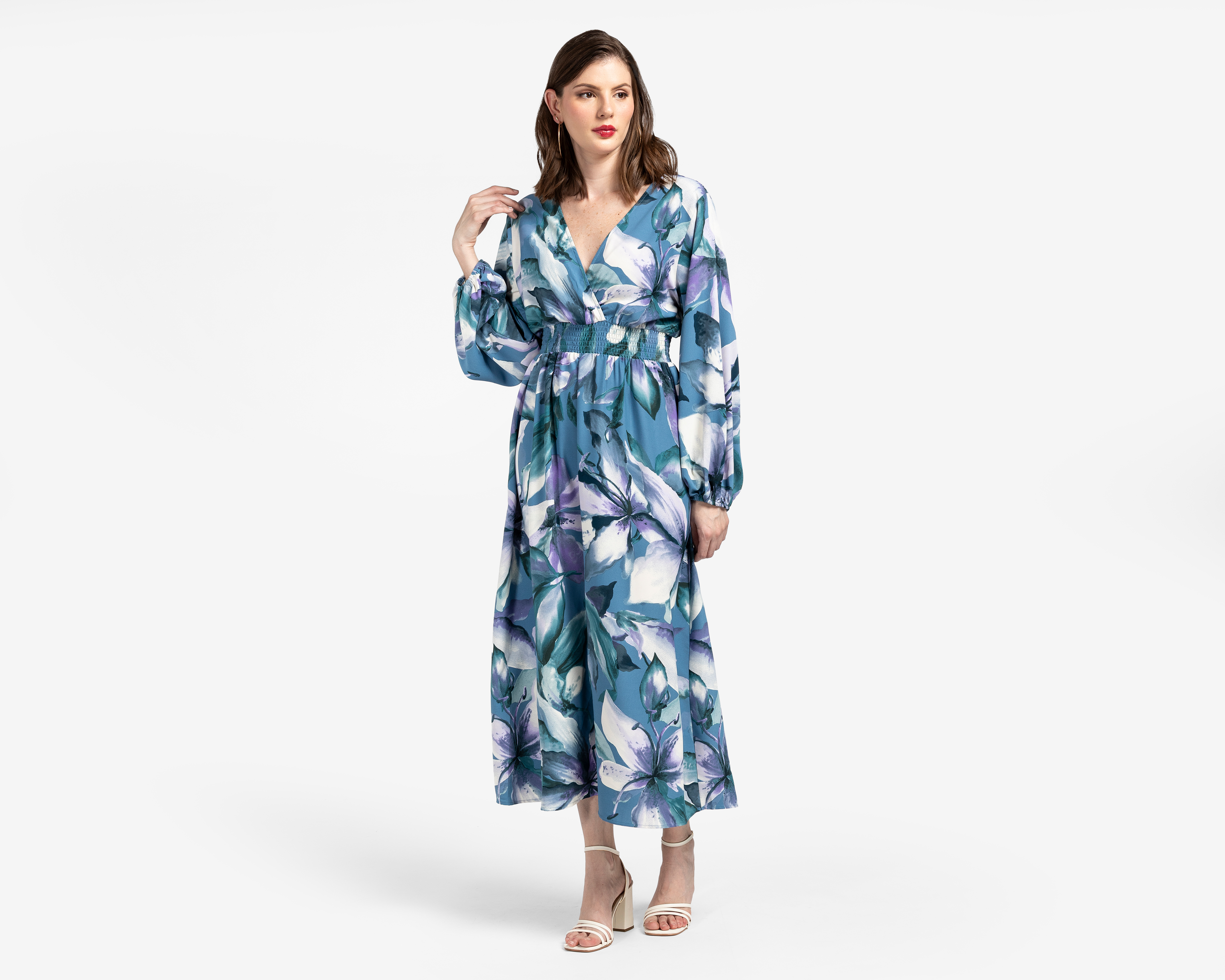 Vestido Coctel Sahara Midi Floral Azul para Mujer