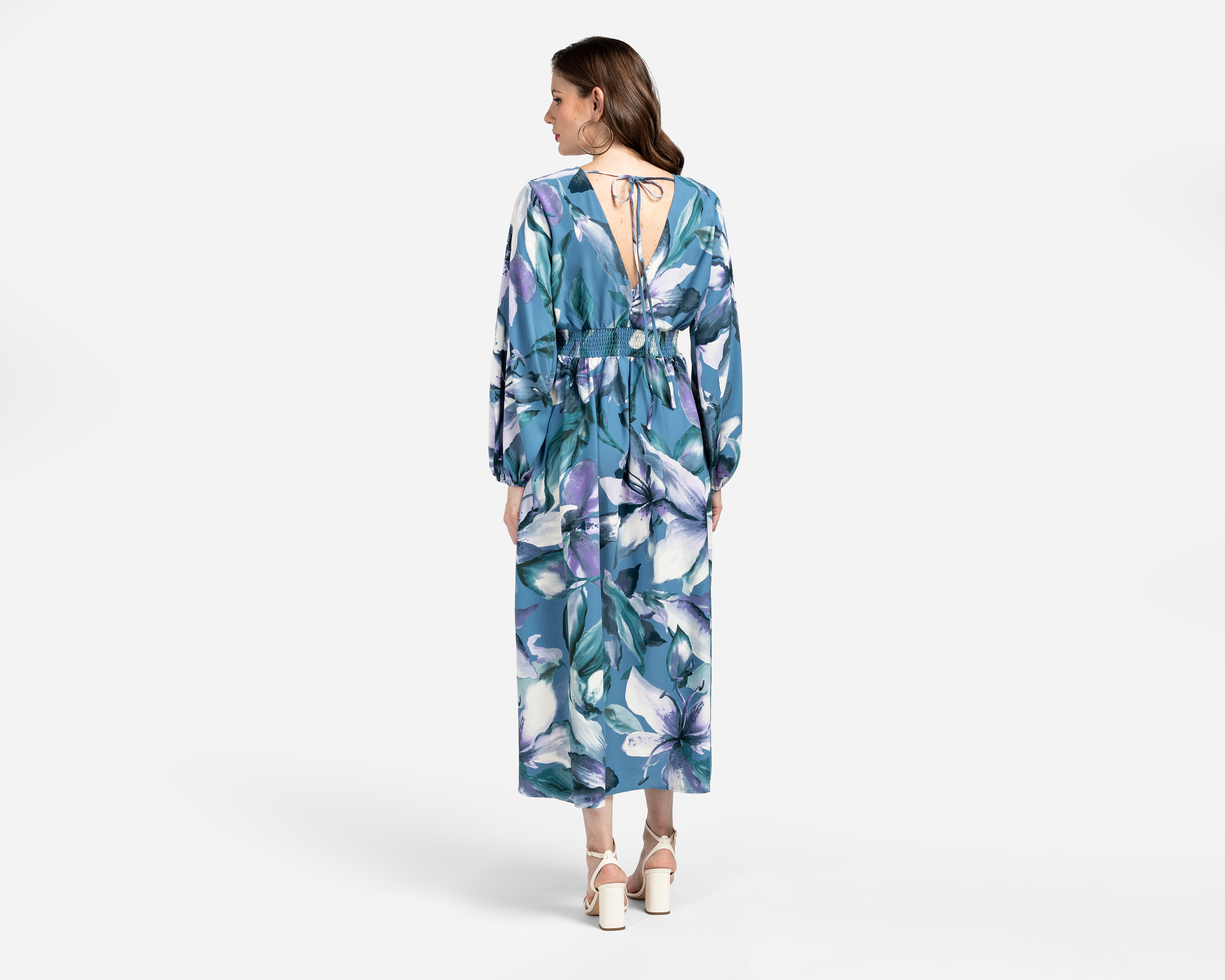 Foto 4 pulgar | Foto 3 | Vestido Coctel Sahara Midi Floral Azul para Mujer