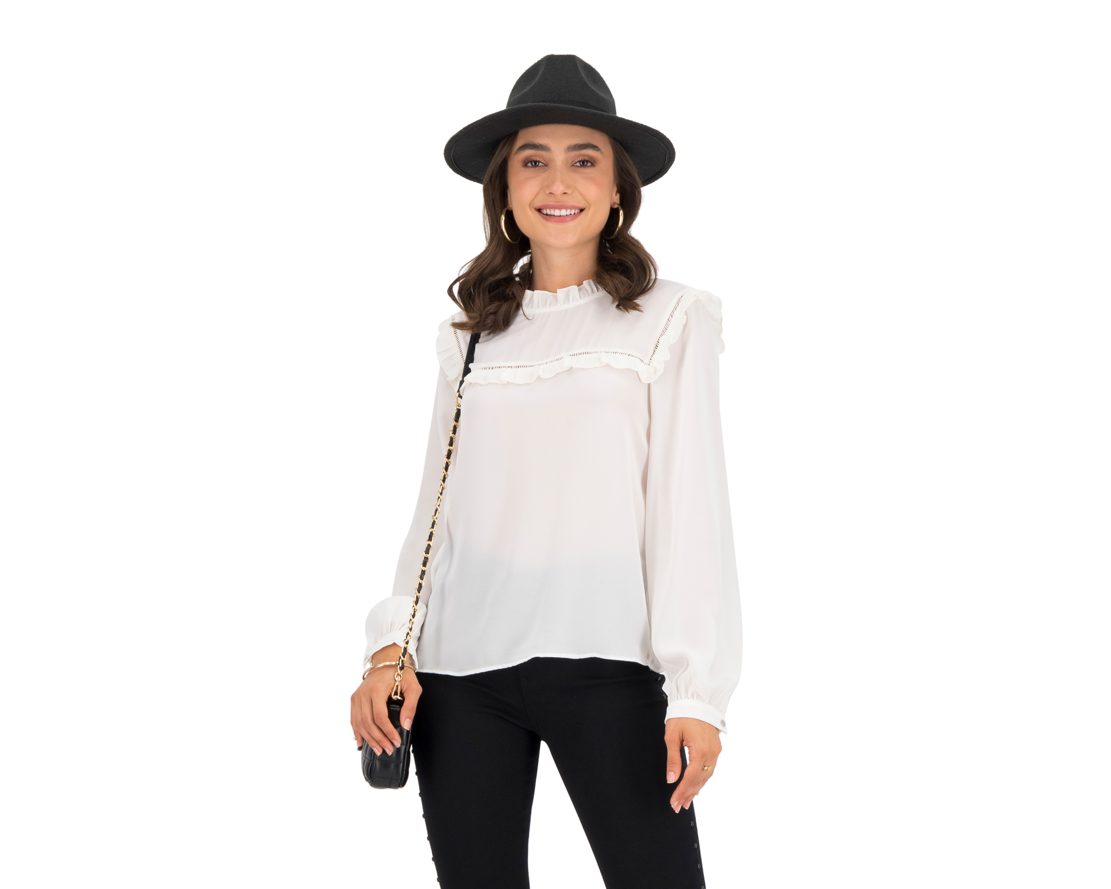 Blusa Sahara Manga Larga con Olanes