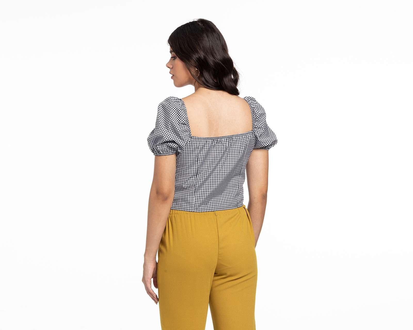 Foto 4 pulgar | Foto 3 | Blusa Thinner Manga Corta a Cuadros