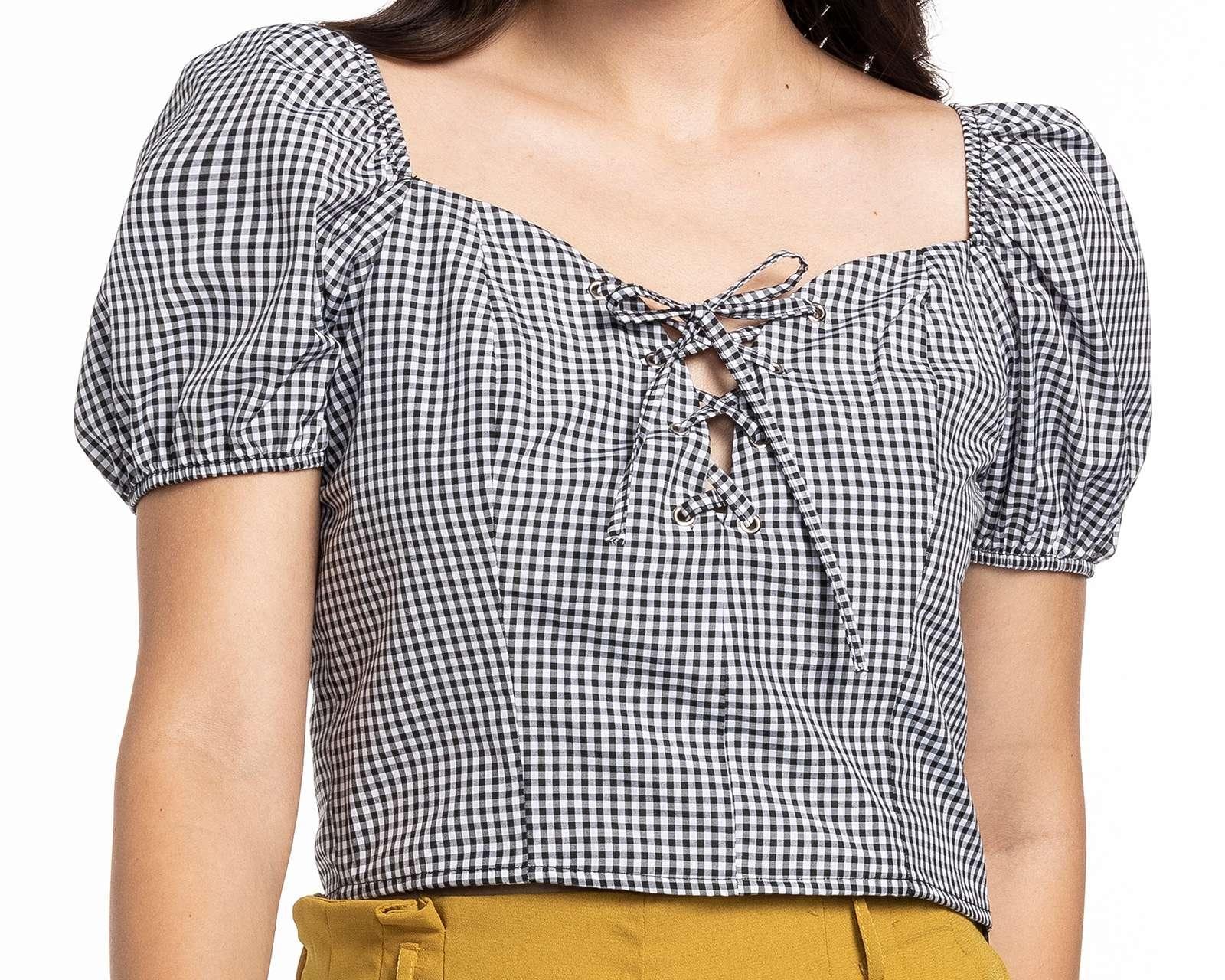 Foto 5 pulgar | Foto 4 | Blusa Thinner Manga Corta a Cuadros