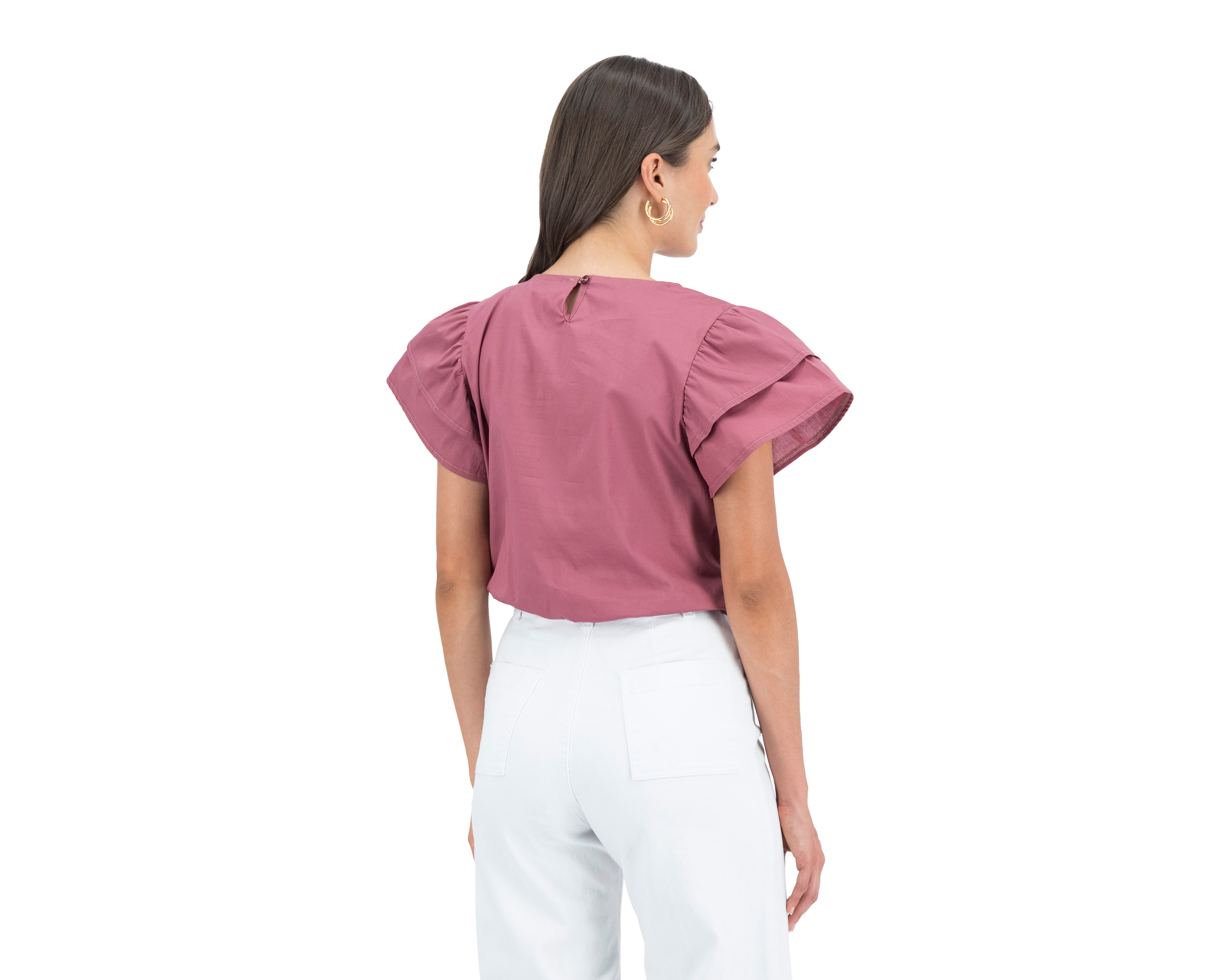 Foto 4 pulgar | Foto 3 | Blusa Jennifer Lopez Manga Corta con Holán