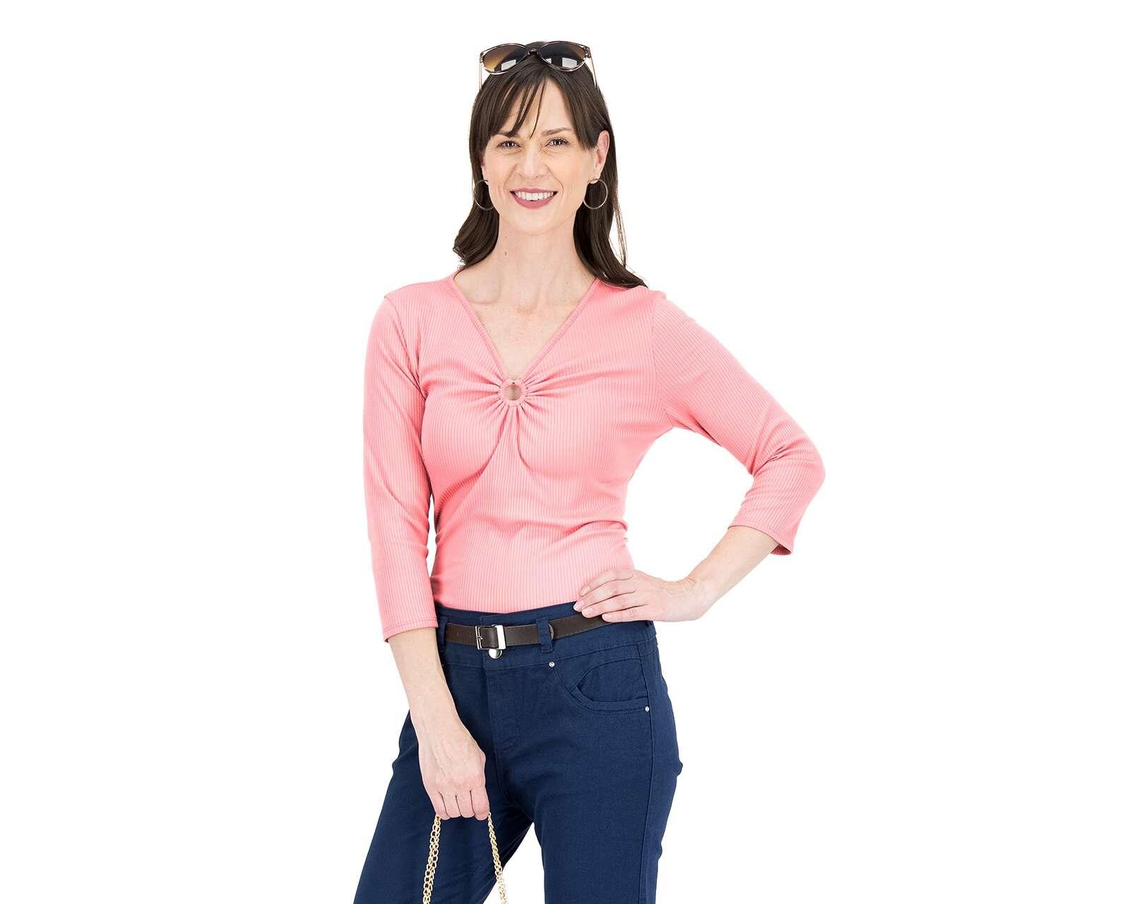 Playera Lady Sun Rosa Cuello V