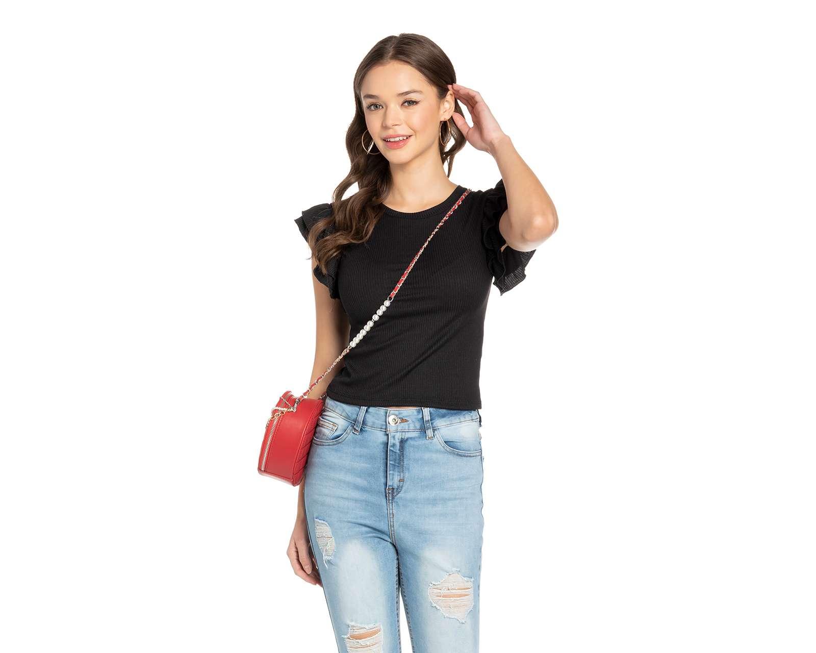 Playera Thinner Manga Corta con Olanes