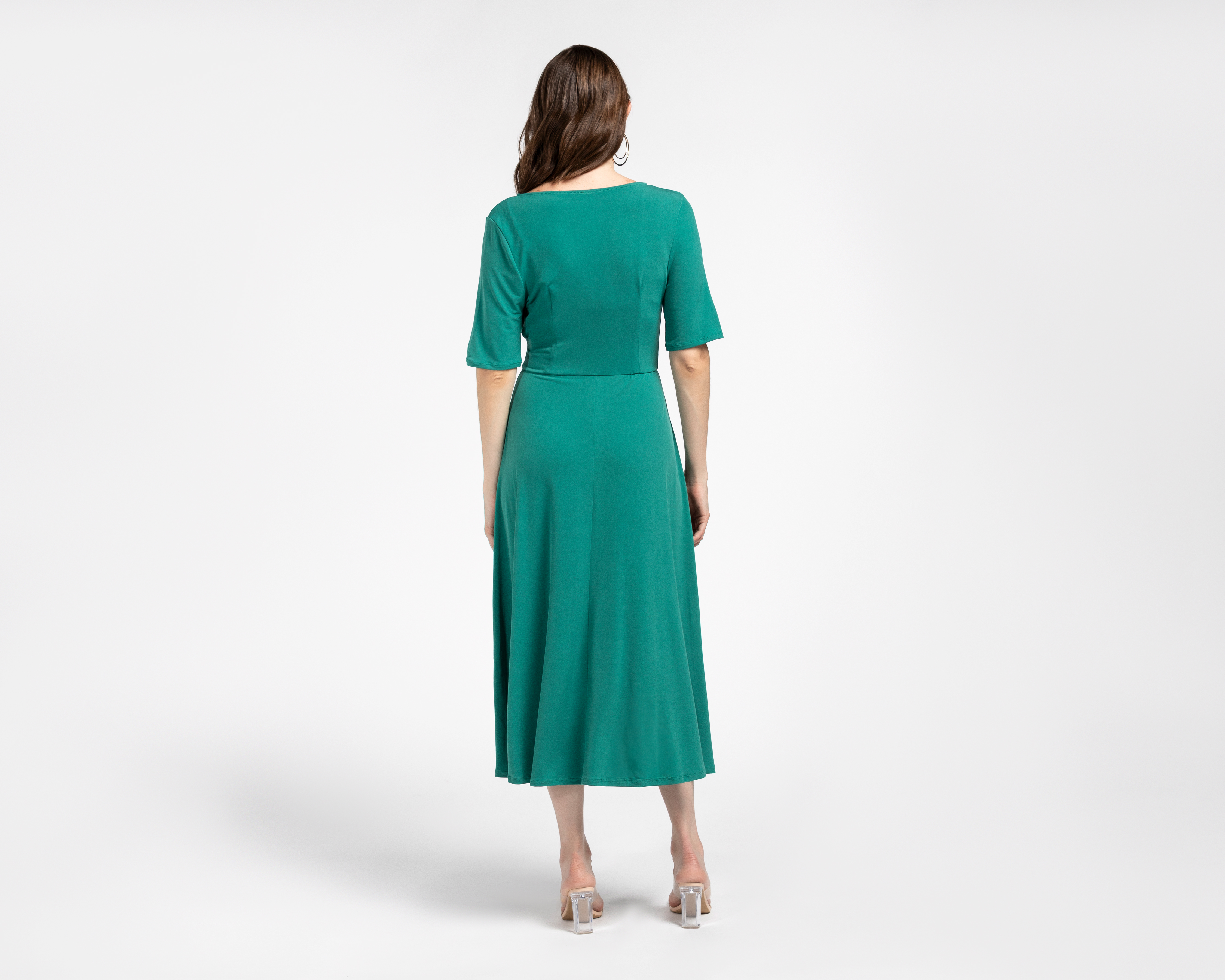 Foto 4 pulgar | Foto 3 | Vestido Coctel Sahara Verde con Lazo Manga Corta para Mujer