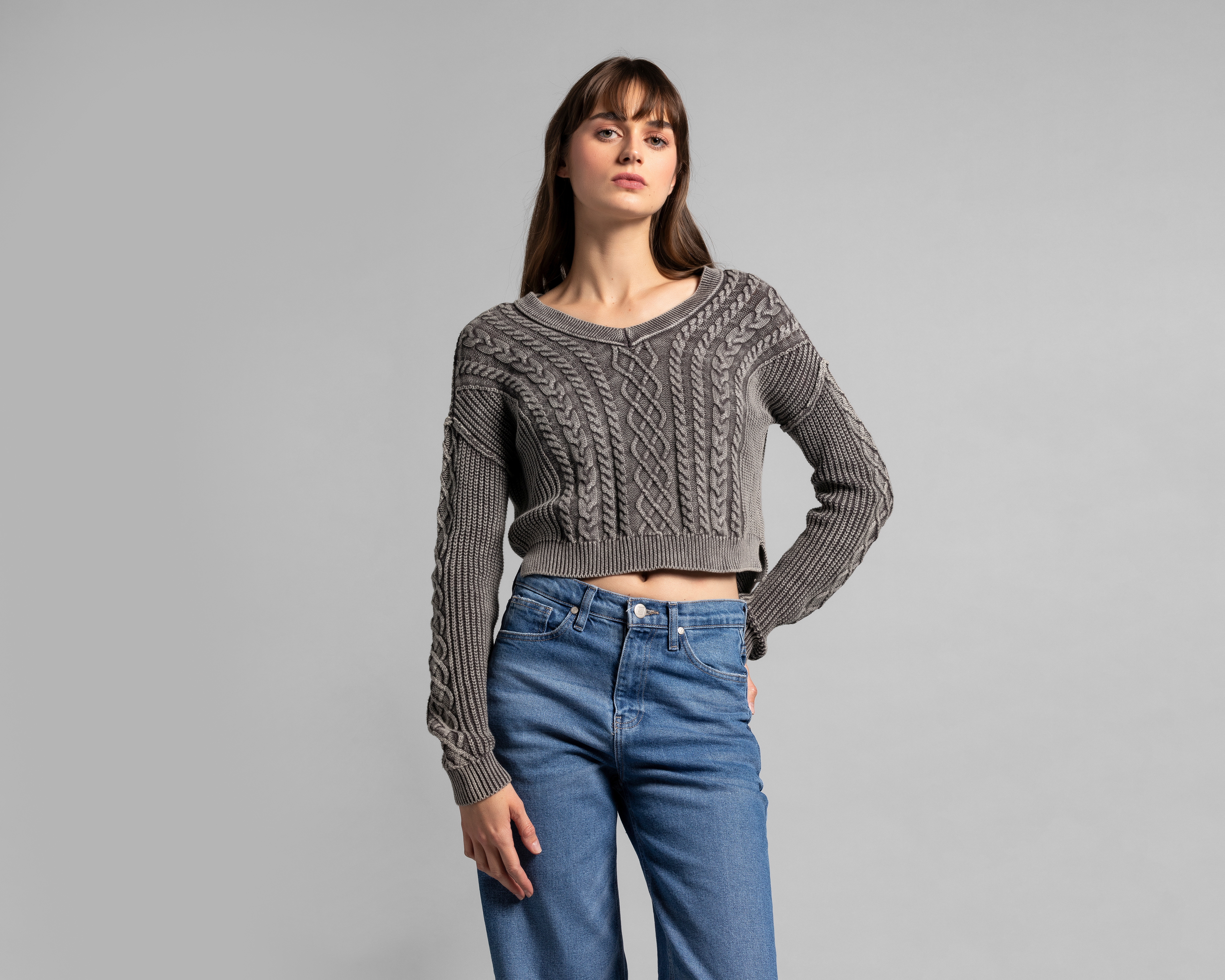 Suéter de Algodón tipo Crop Thinner para Mujer