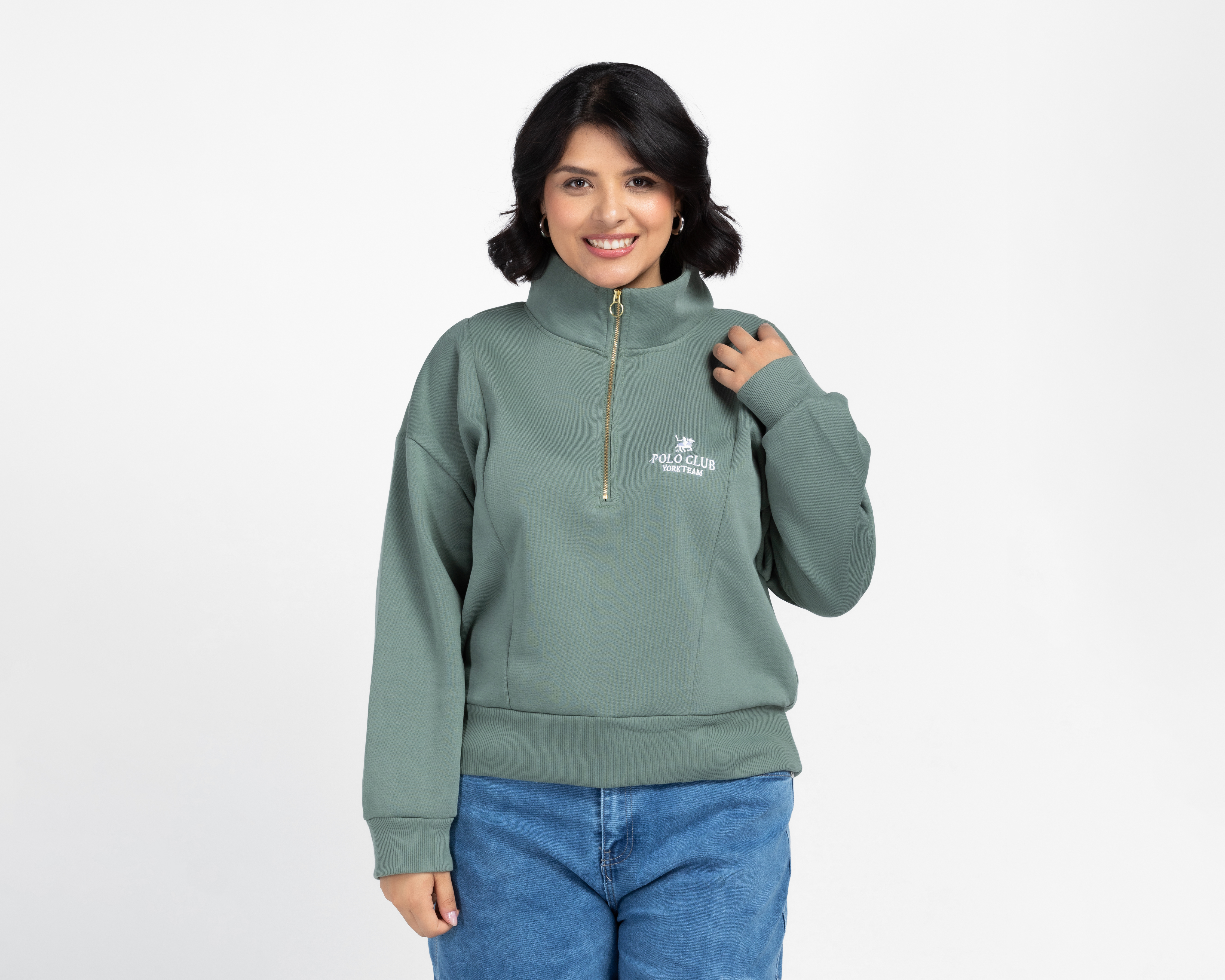 Foto 2 pulgar | Foto 1 | Sudadera Verde York Team Polo Club para Mujer