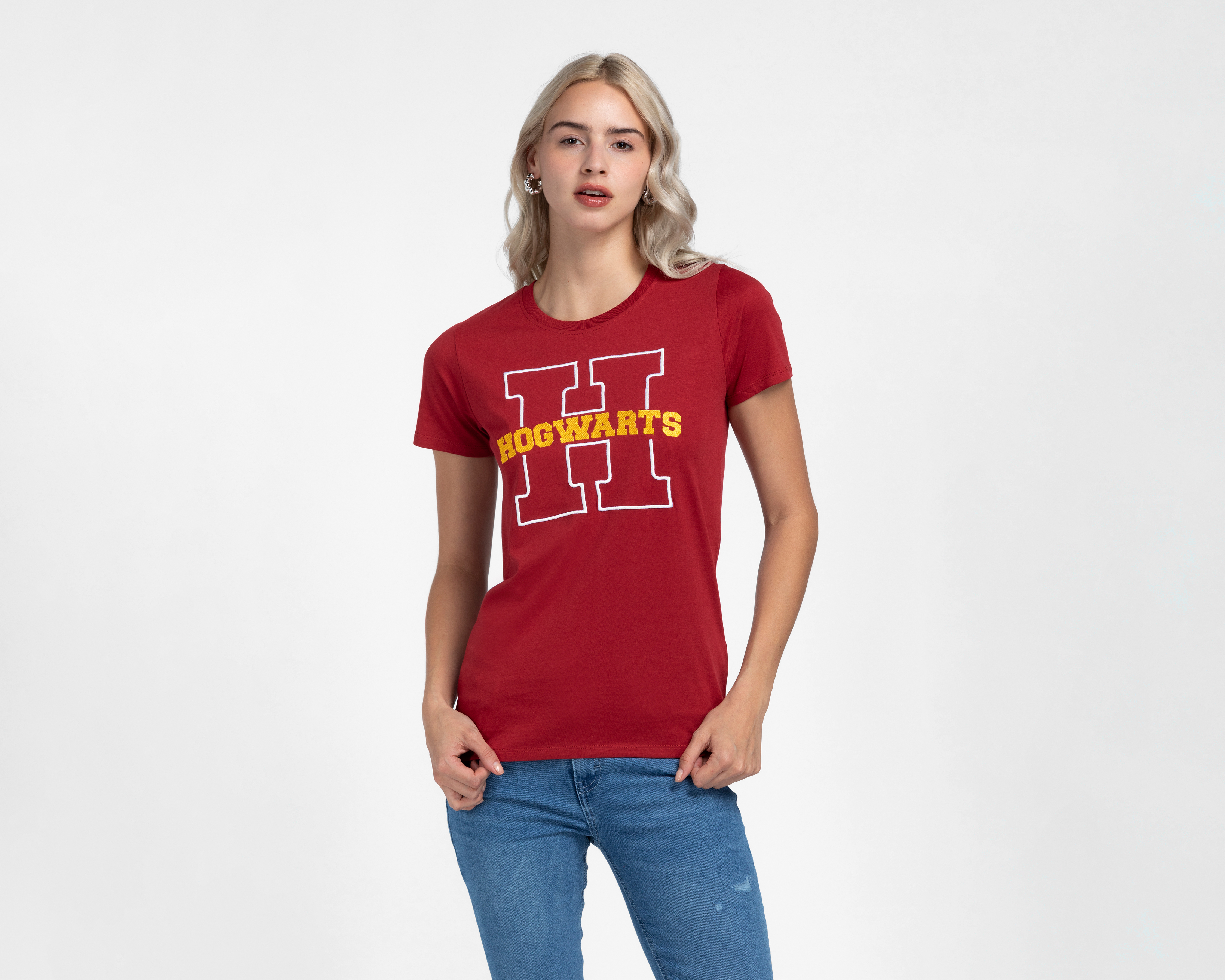 Foto 2 pulgar | Foto 1 | Playera Roja Harry Potter para Mujer