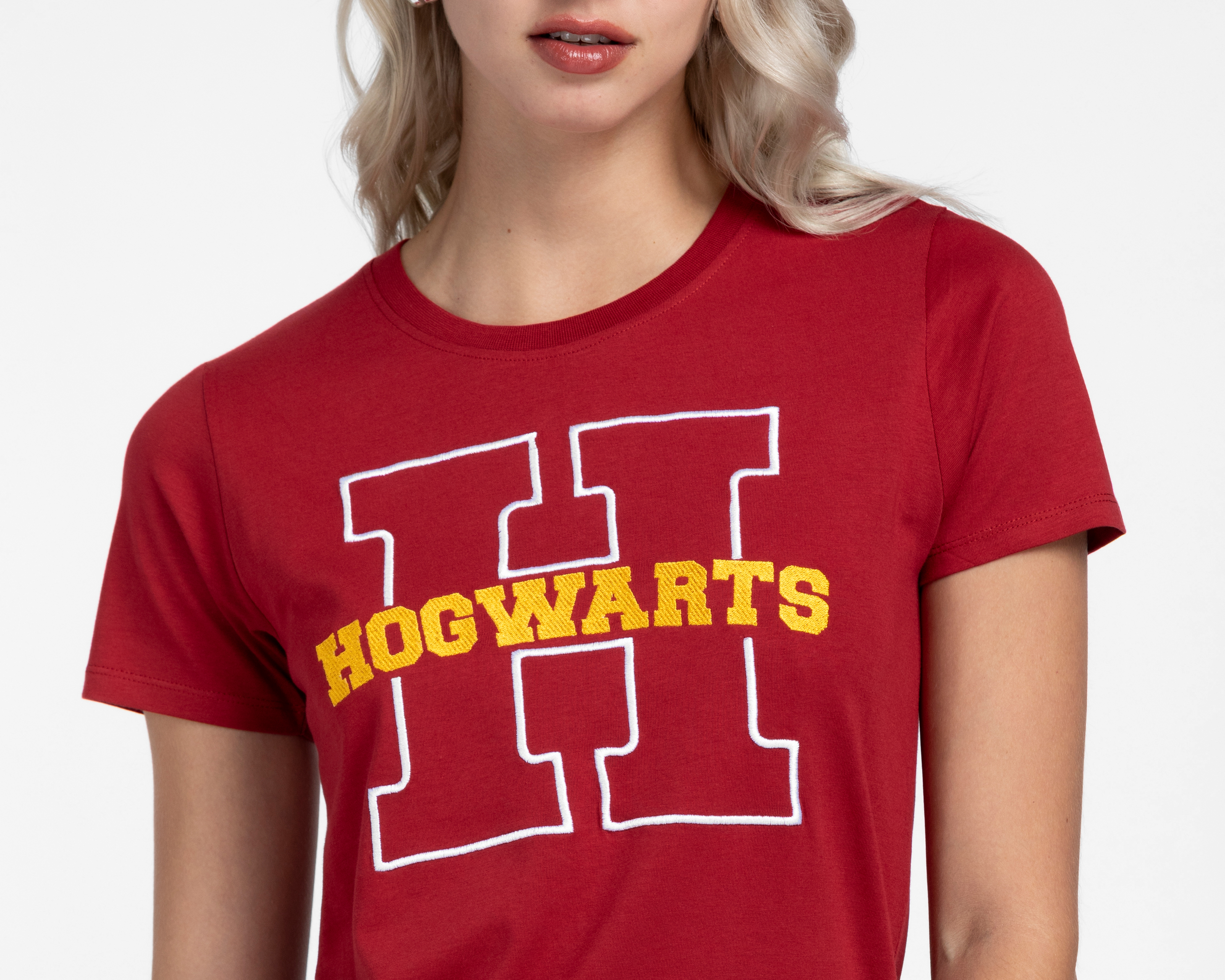 Foto 4 pulgar | Foto 3 | Playera Roja Harry Potter para Mujer