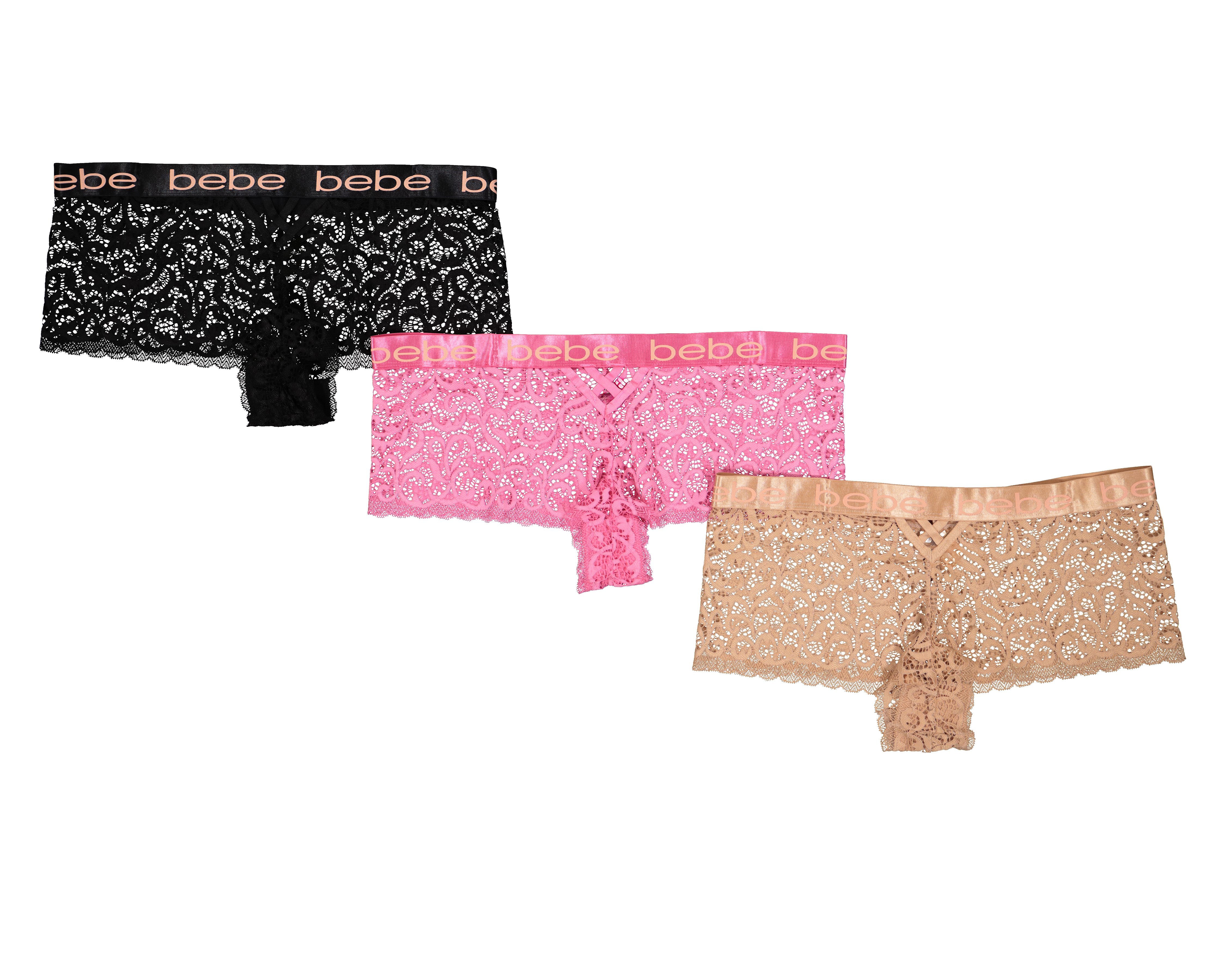 Bóxer con Encaje Bebe para Mujer 3 Piezas