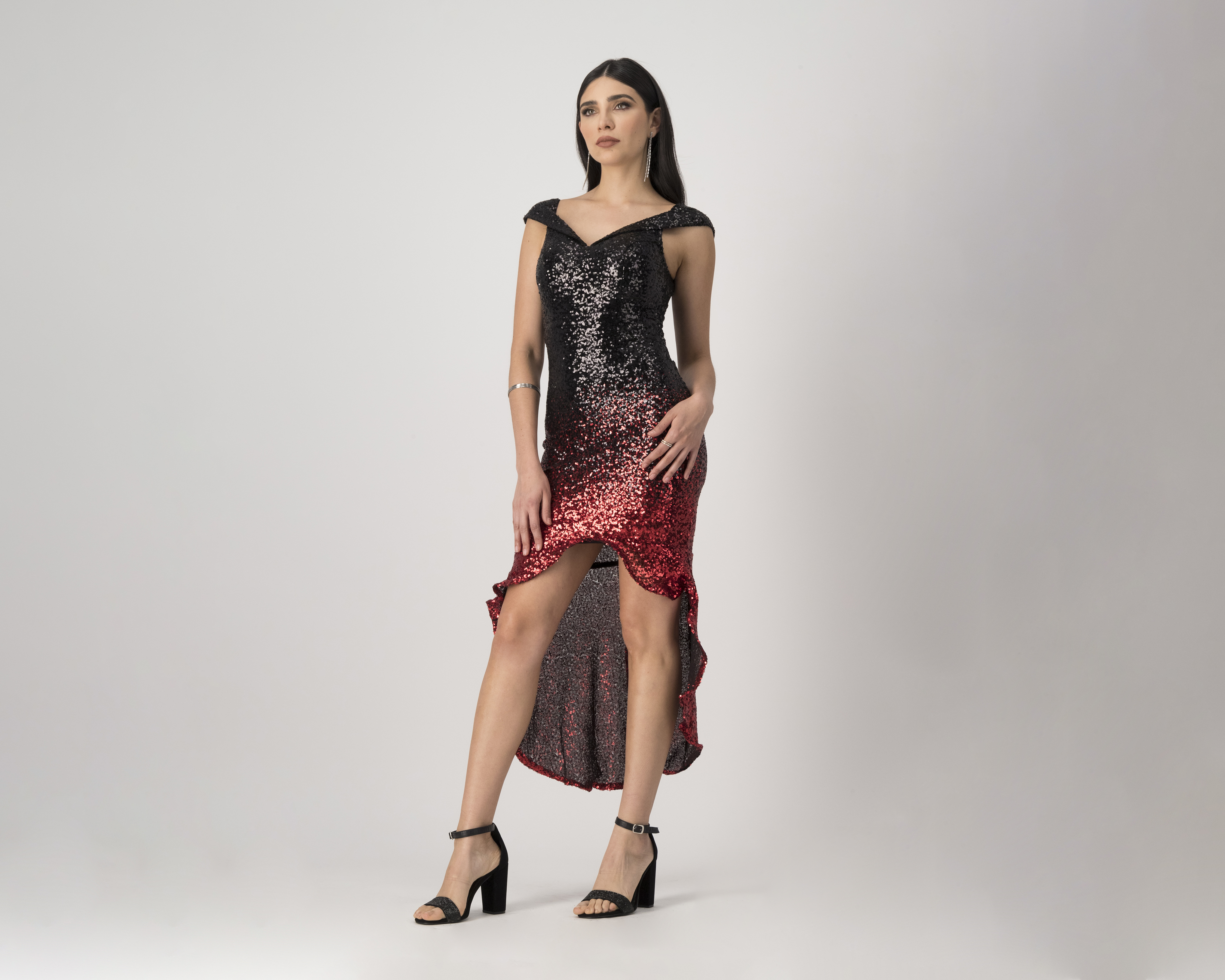 Foto 2 | Foto 2 | Vestido Meirius de Fiesta Escote V con Lentejuela