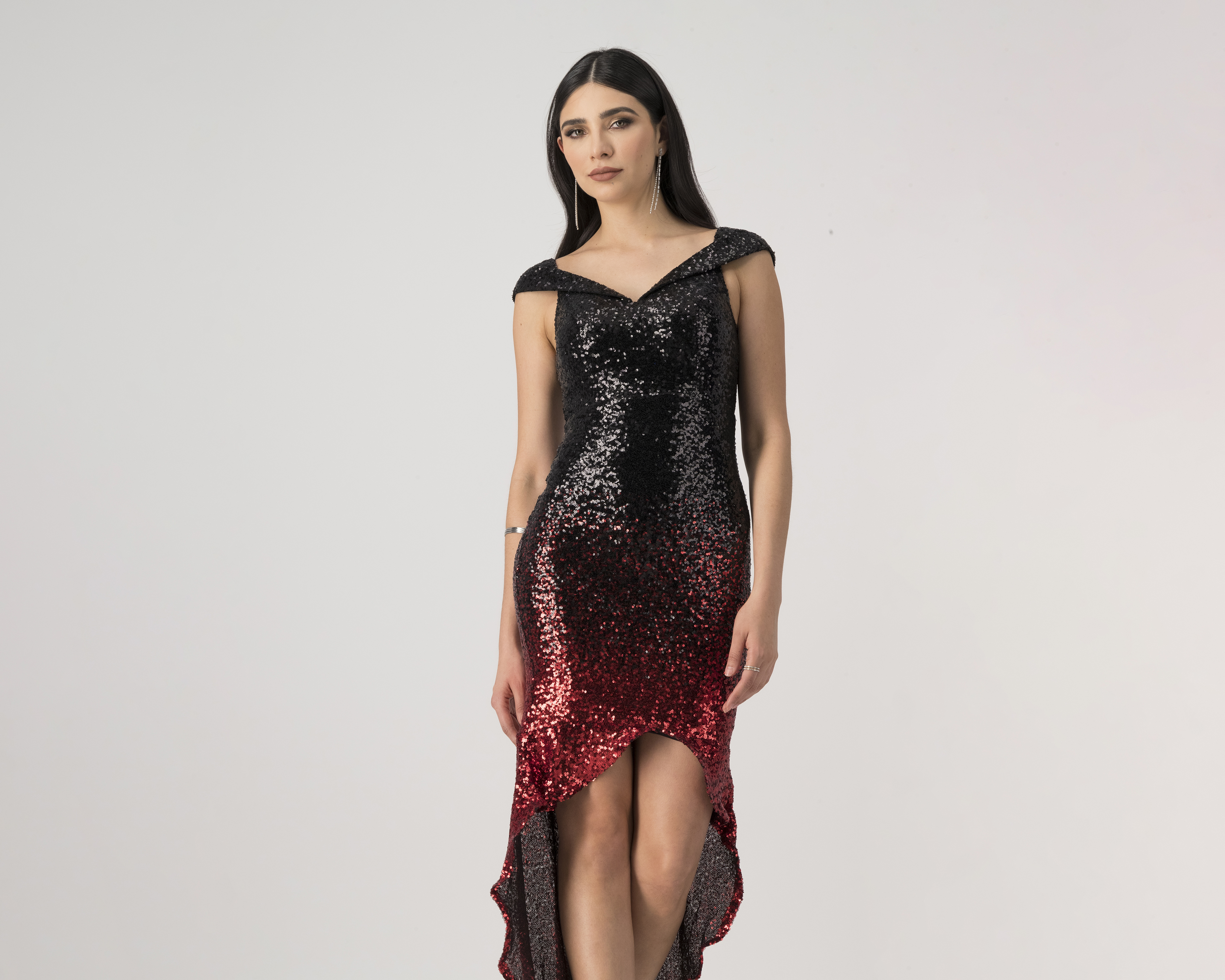 Foto 4 | Foto 4 | Vestido Meirius de Fiesta Escote V con Lentejuela