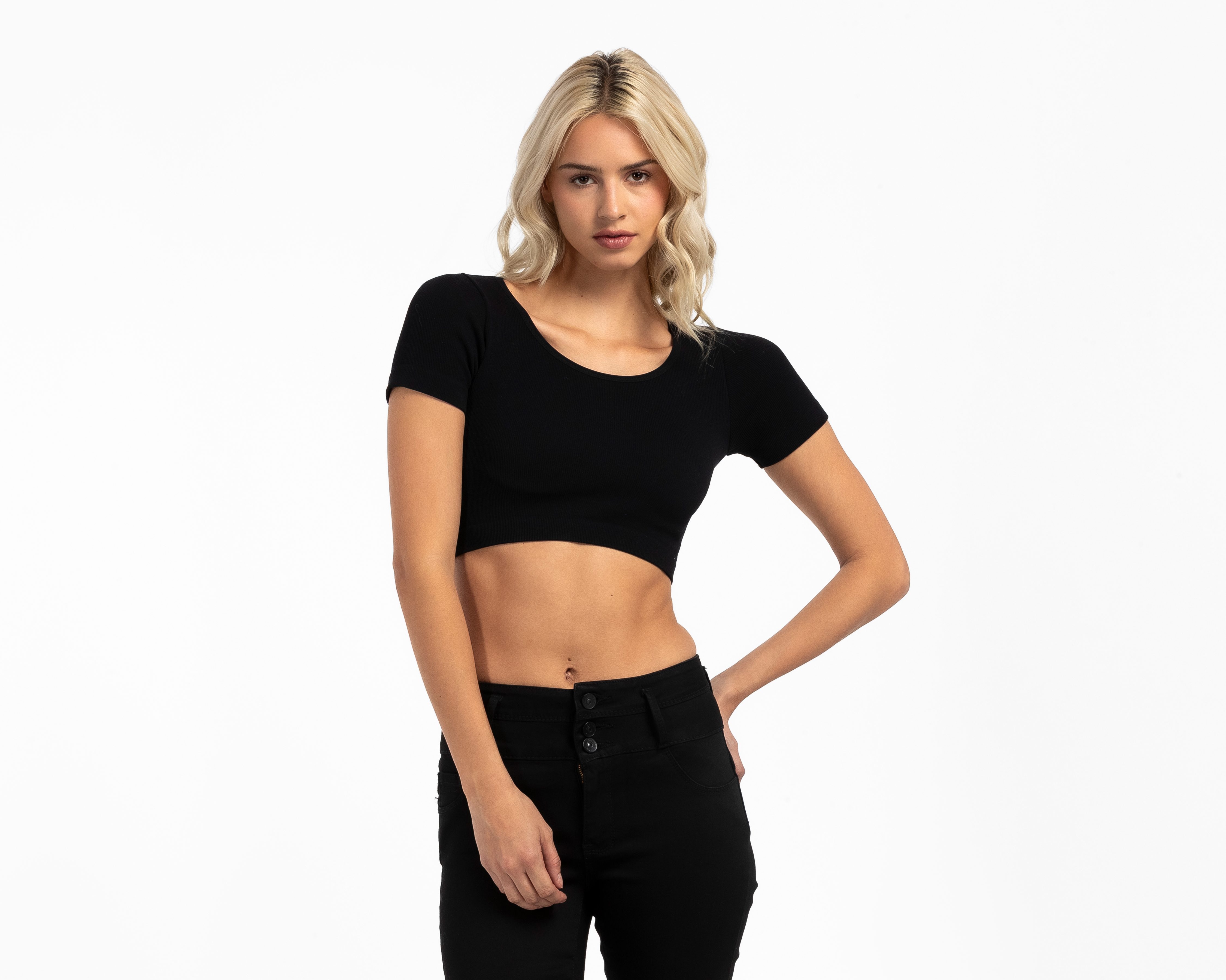Crop Top Negro Forever 21 para Mujer