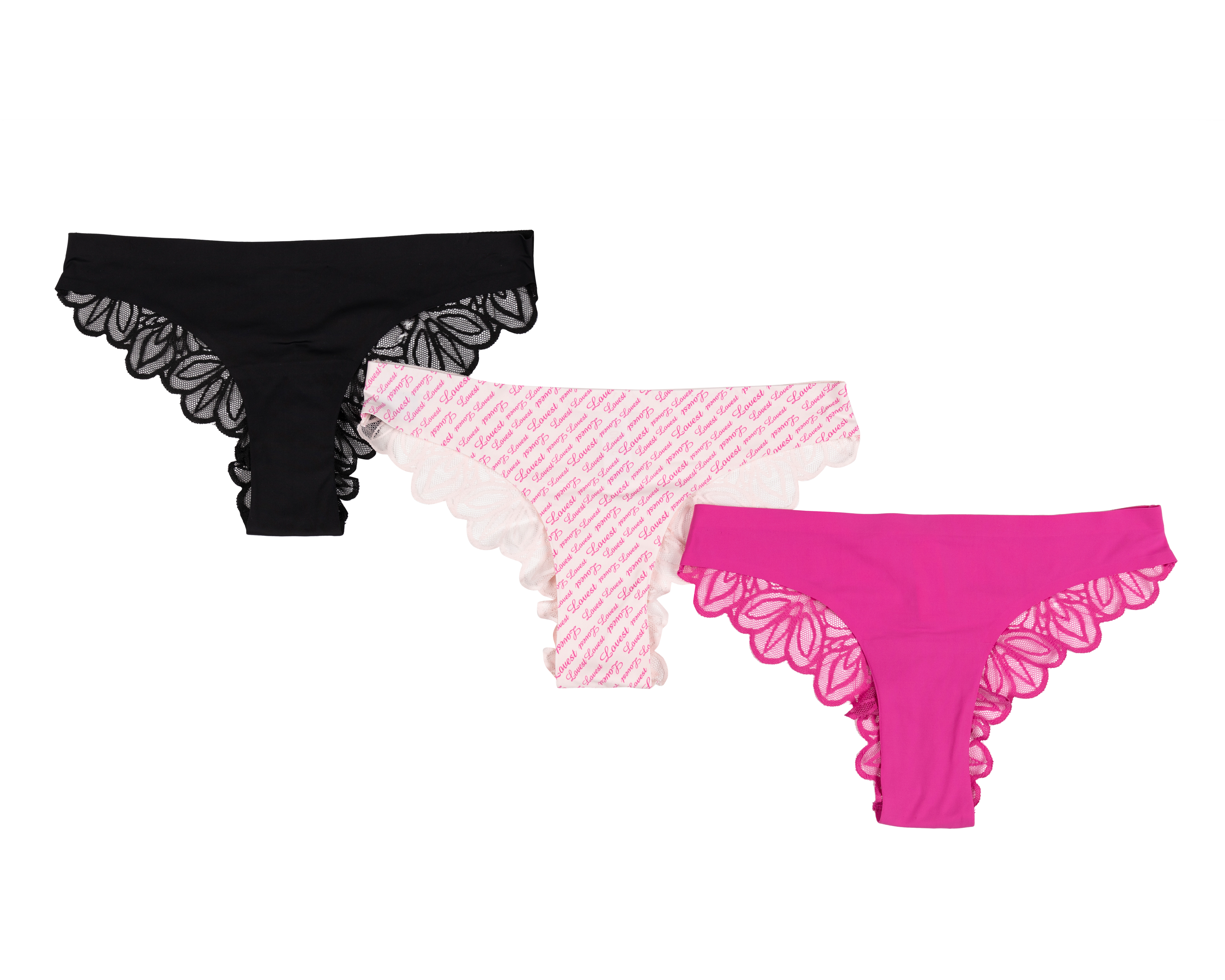 Tanga con Encaje Lovest para Mujer 3 Piezas