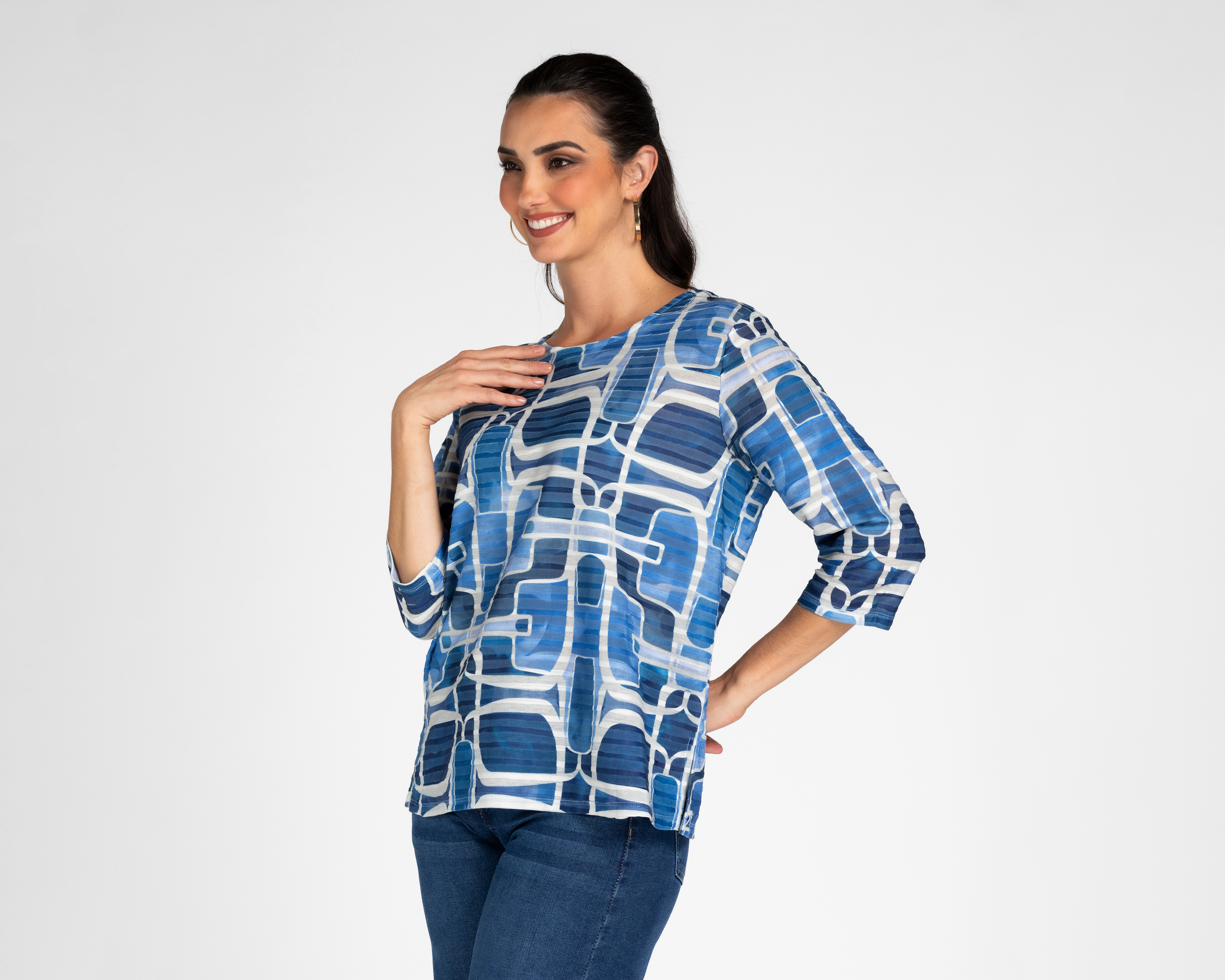 Foto 2 pulgar | Foto 1 | Blusa Lady Sun Manga 3/4 para Mujer